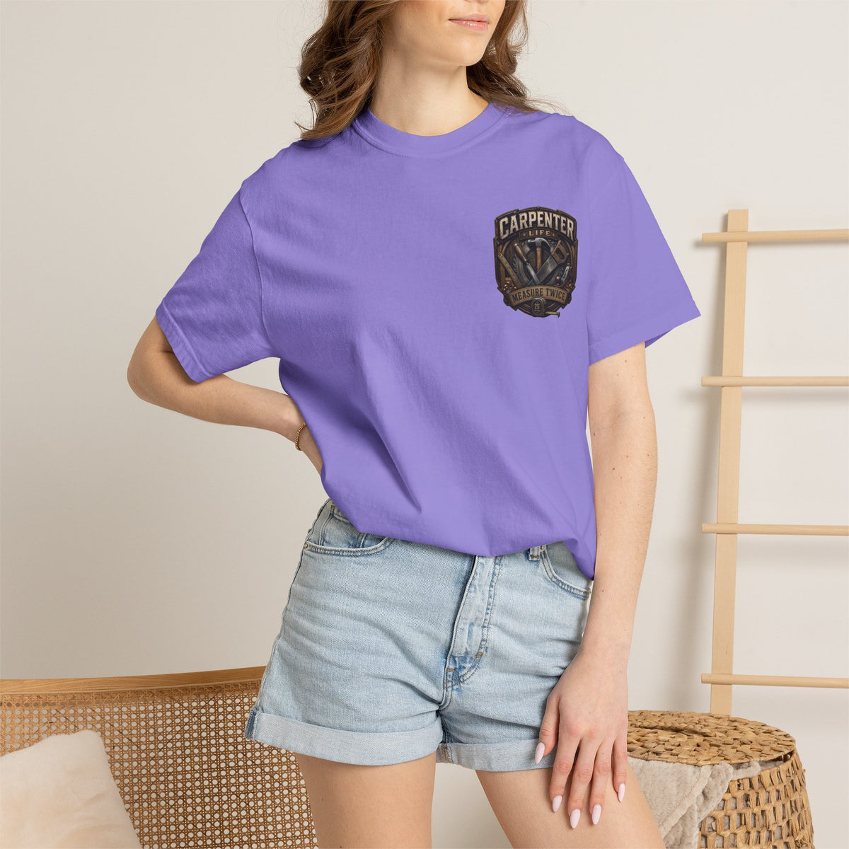 Carpenter Life T-Shirt – 'Measure Twice' Vintage Tool Emblem