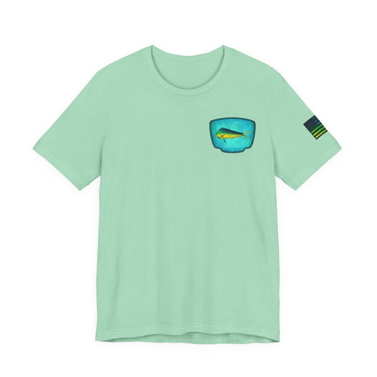 Vibrant Mahi Mahi Badge Tee – Ocean-Inspired Saltwater Fishing Shirt for Men