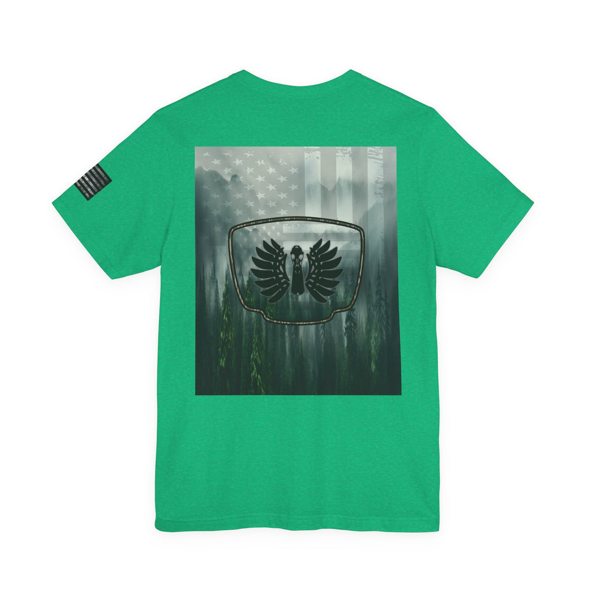 The Forest Duck Hunt Badge T-Shirt – Mossy Camo Print, Crossed Guns & Duck Skull Graphic
