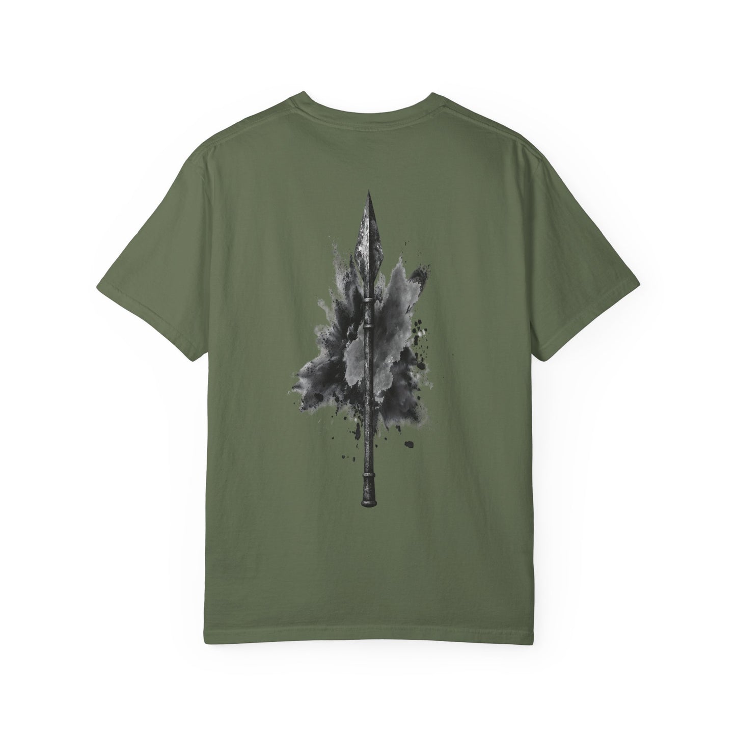 Spartan Warrior T-Shirt – Greek Helmet Circle Design Front & Spear Back | Warrior Graphic Tee