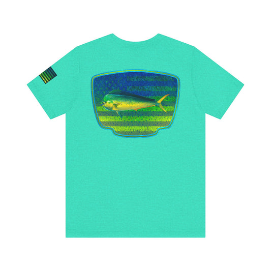 Mahi Mahi American Flag Fishing T-Shirt – Bold Offshore Graphic Tee