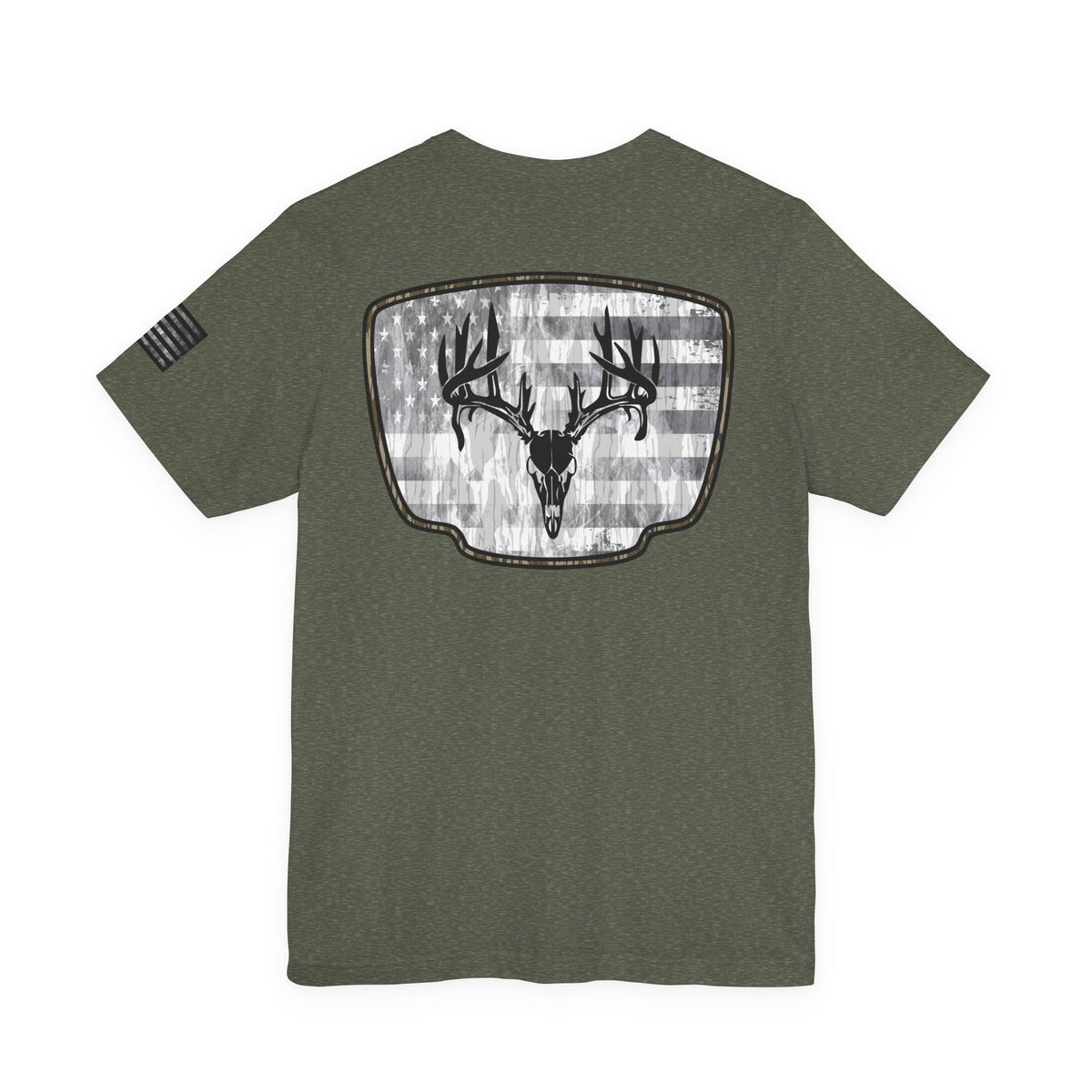 Patriotic Deer Skull Antler Hunting T-Shirt