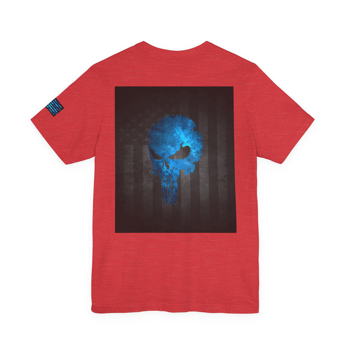 Blue Grunge Punisher Skull – Neon Grunge Vigilante Graphic for Shirts, Decals & Prints