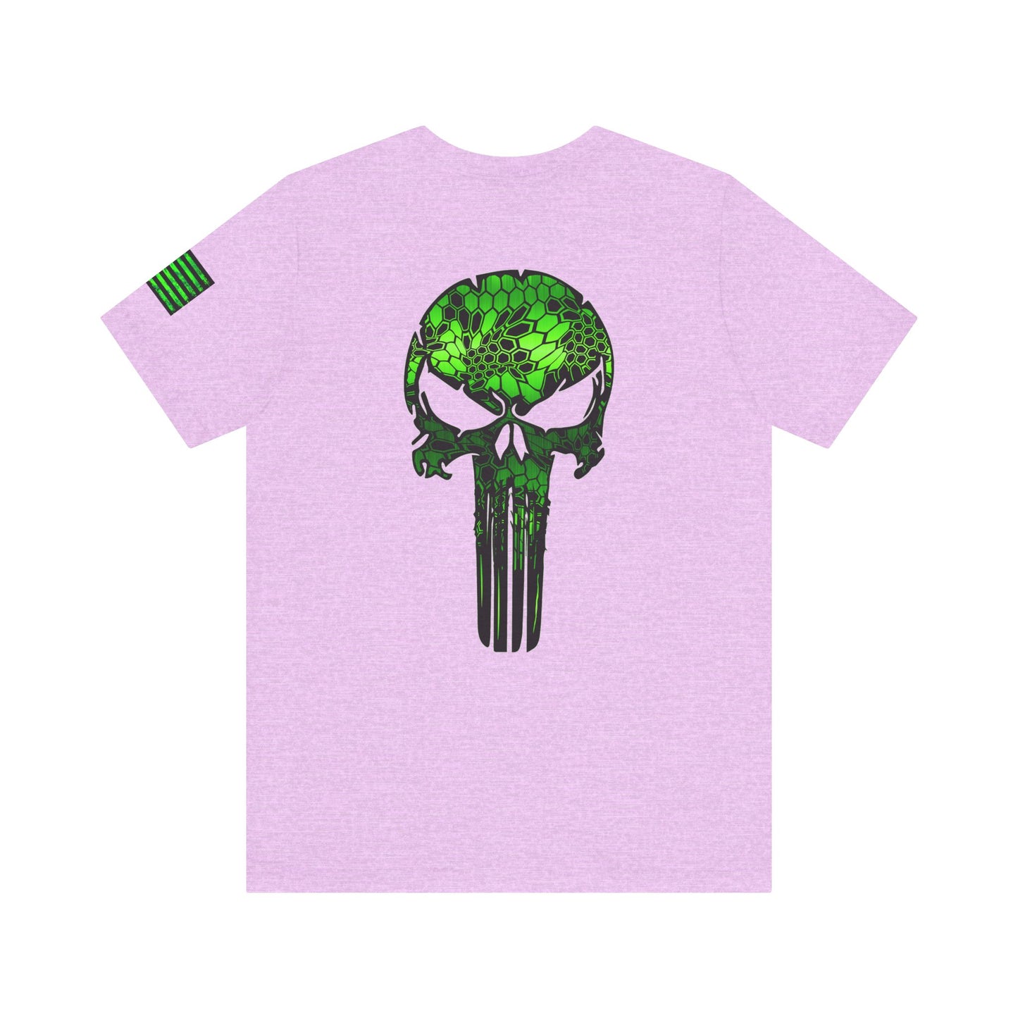 Green Punisher Skull with Hex Camo – Tactical Military Style Grunge Tee