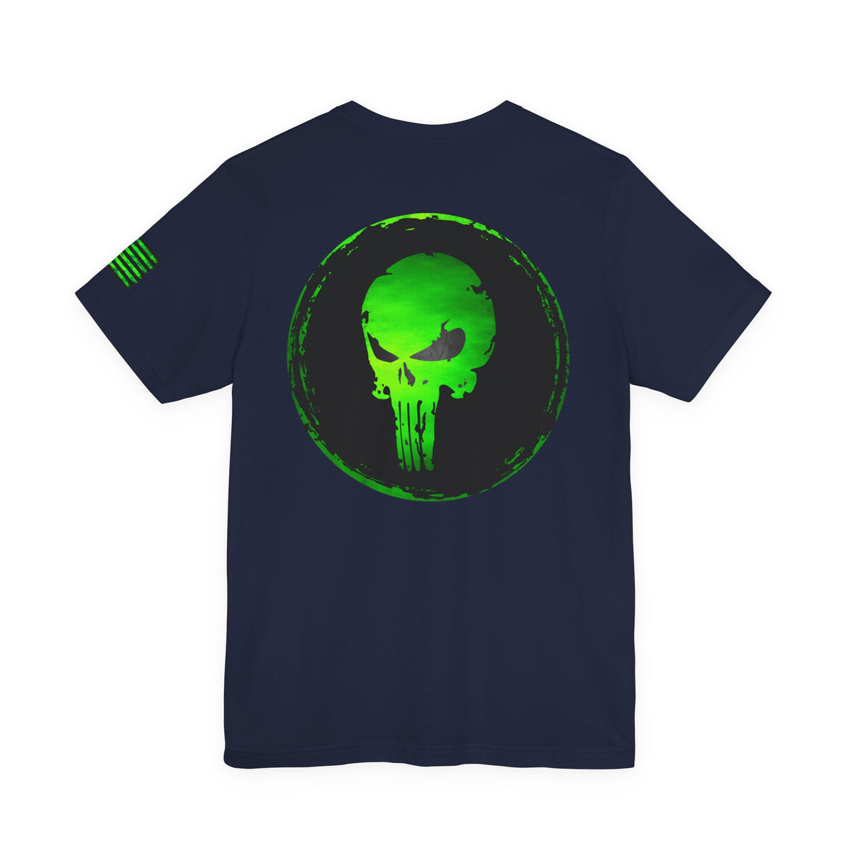 Toxic Green Punisher Skull – Neon Grunge Vigilante Graphic for Shirts, Decals & Prints