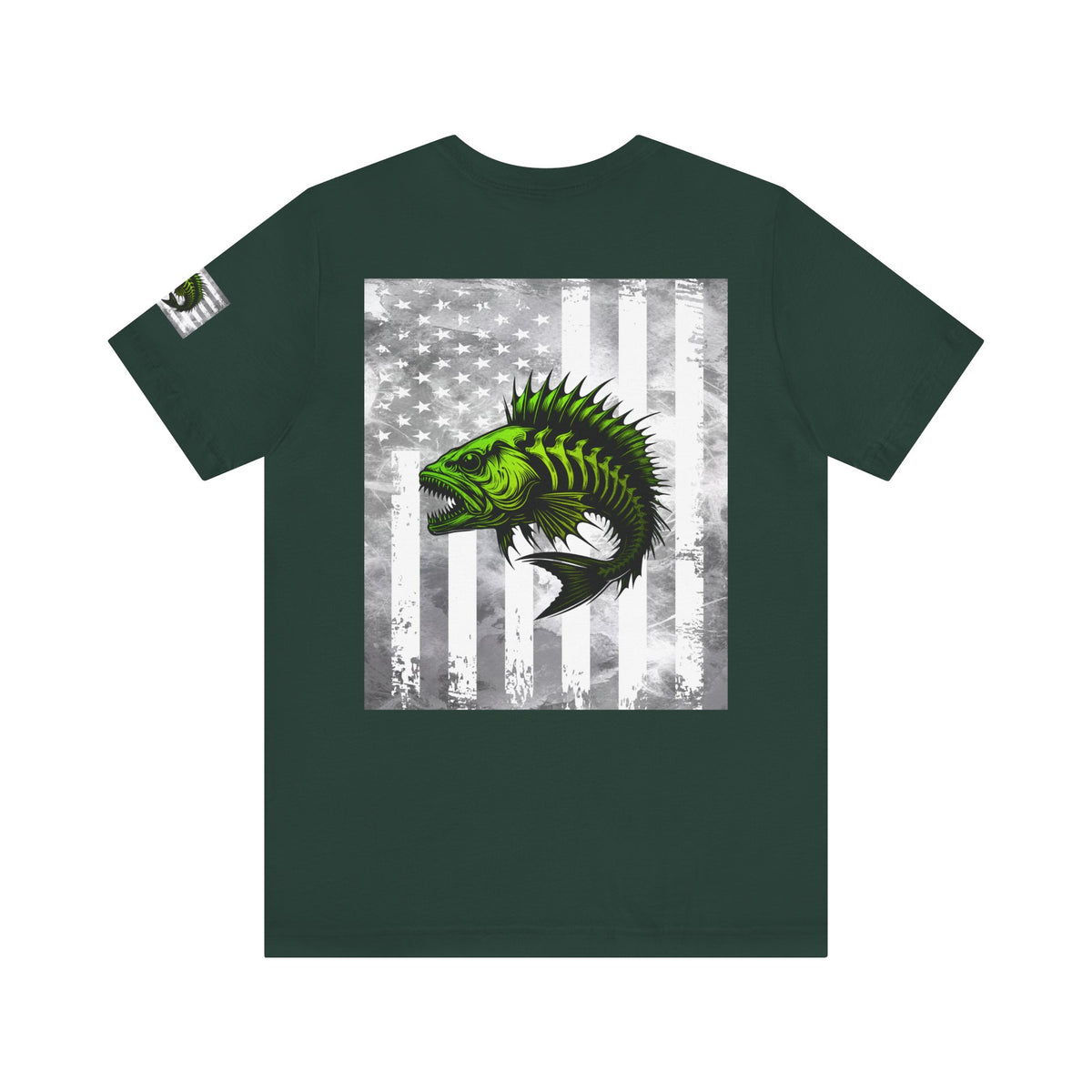 Angler Grunge American Flag Tee, Patriotic USA Shirt, Vintage American Flag