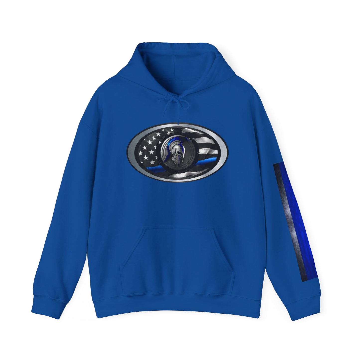 Spartan Hoodie, Thin Blue Line, American Flag, Patriotic Hoodie, Police Officer Gift, Law Enforcement Apparel