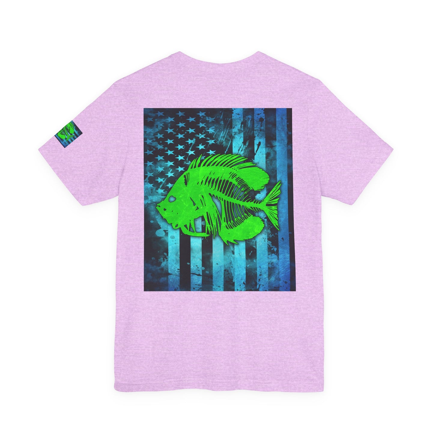 Green Pearch Angler Grunge American Flag Tee, Patriotic USA Shirt, Vintage American Flag