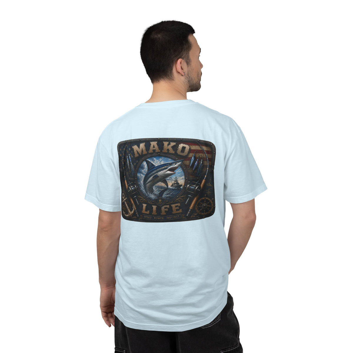 Mako Life T-Shirt — Vintage Marlin & Anchor Fishing Tee