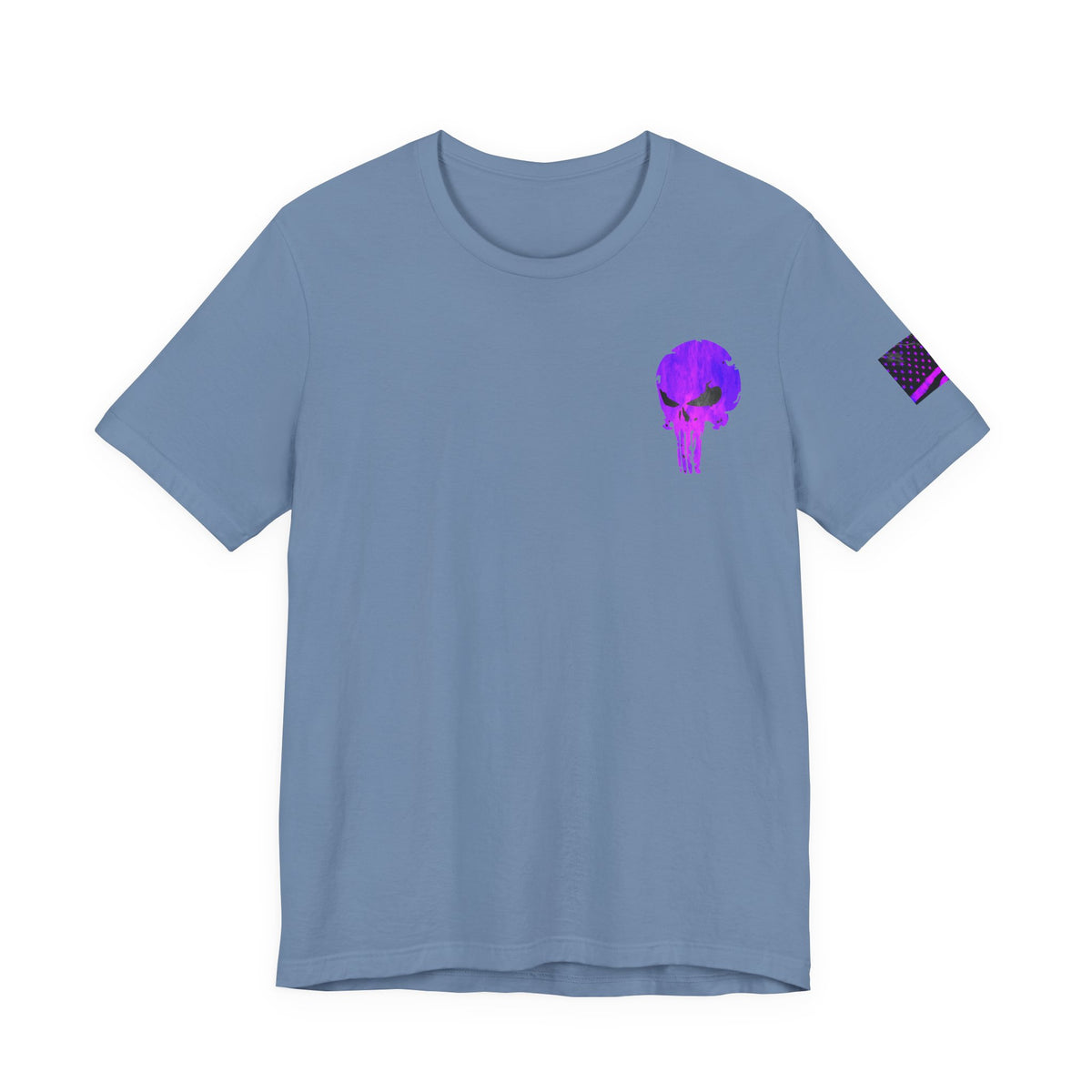 Purple Grunge Punisher Skull – Neon Grunge Vigilante Graphic for Shirts, Decals & Prints