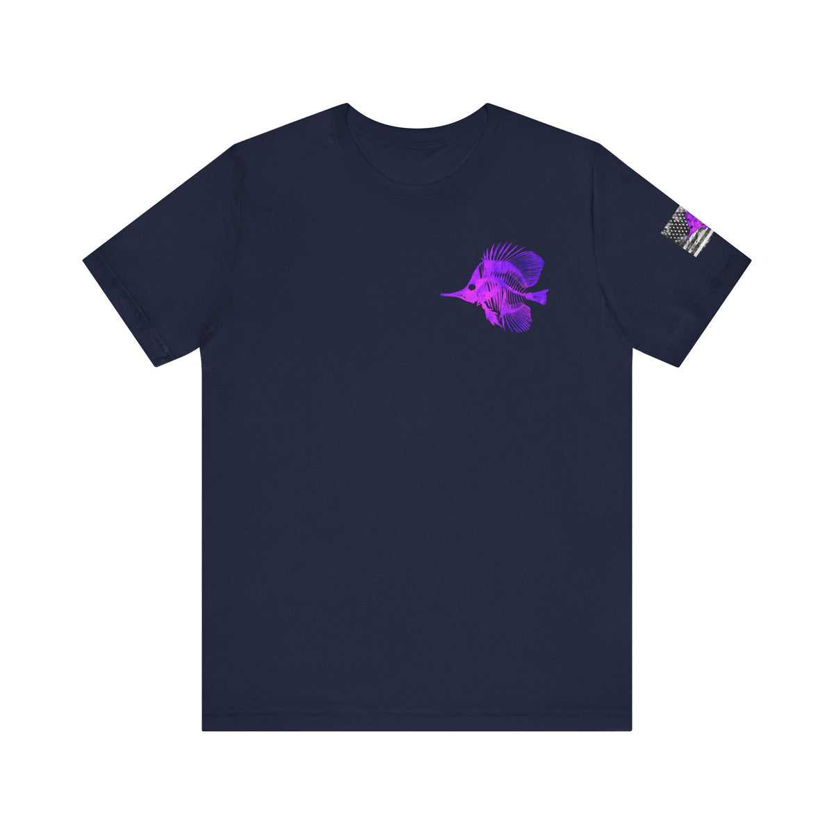 Purple Fish Angler Grunge American Flag Tee, Patriotic USA Shirt, Vintage American Flag