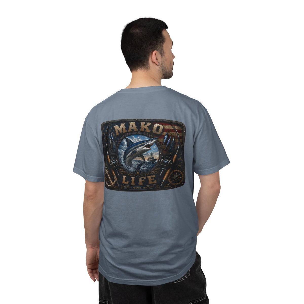 Mako Life T-Shirt — Vintage Marlin & Anchor Fishing Tee