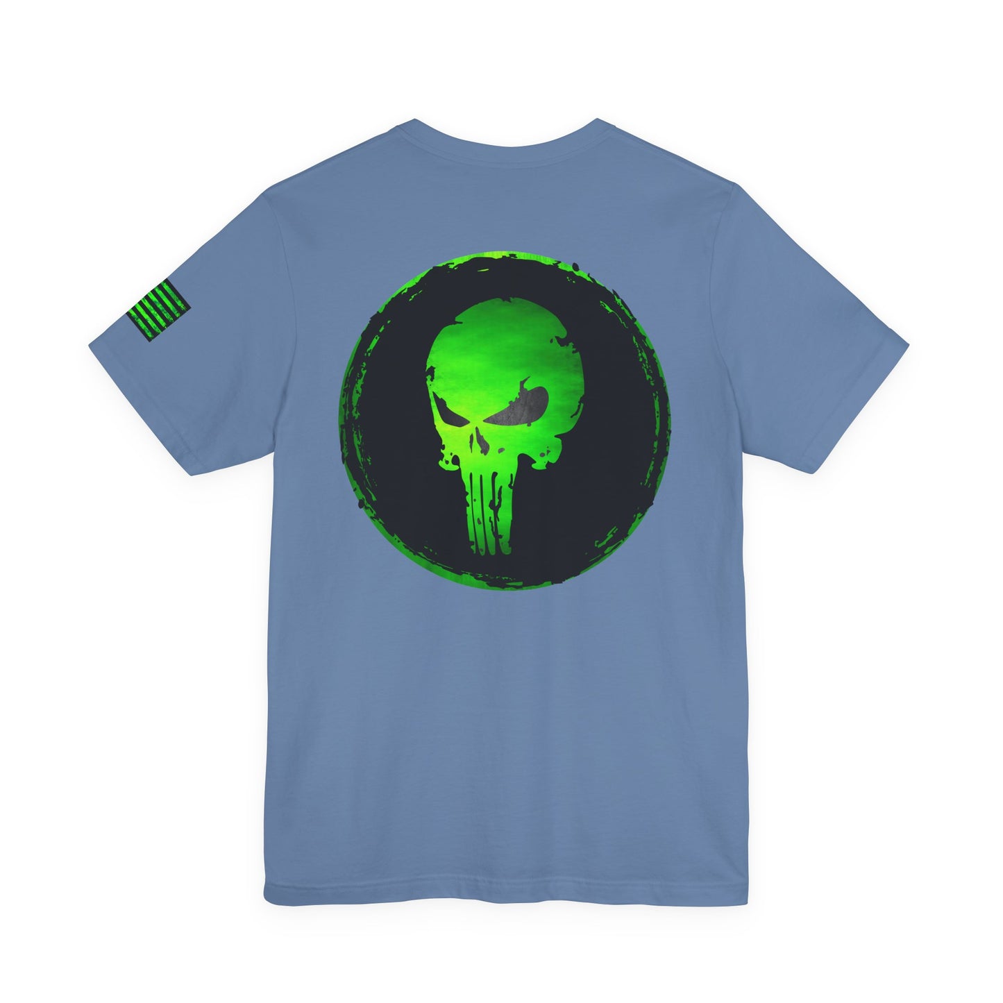 Toxic Green Punisher Skull – Neon Grunge Vigilante Graphic for Shirts, Decals & Prints