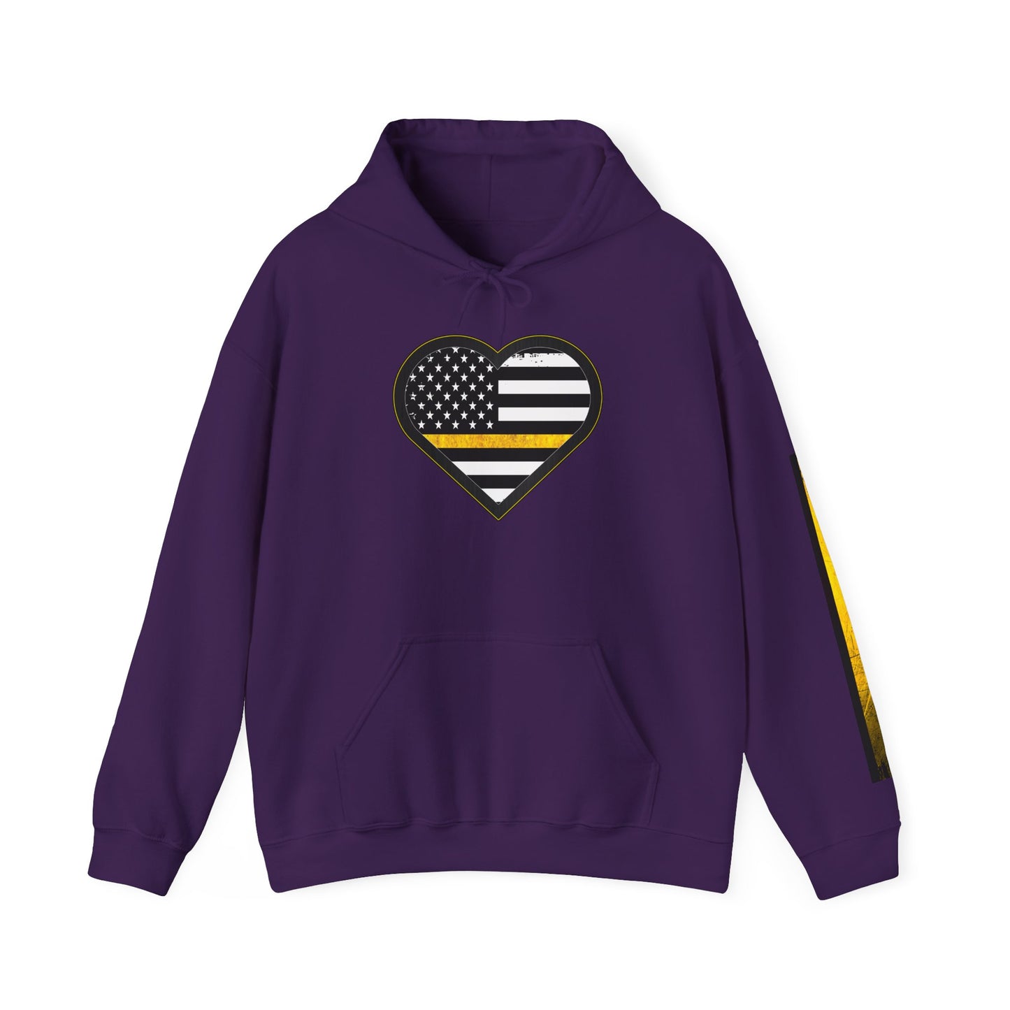911 Dispatcher Thin Yellow Line American Flag Heart Hoodie, Dispatcher Hooded Sweatshirt, First Responder Gift, Patriotic