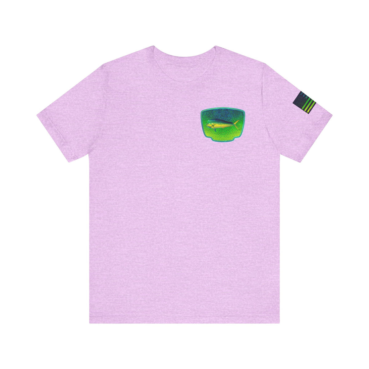 Bright Mahi Mahi Fish Skin Badge Tee – Bold Saltwater Fishing Shirt for Ocean Lovers