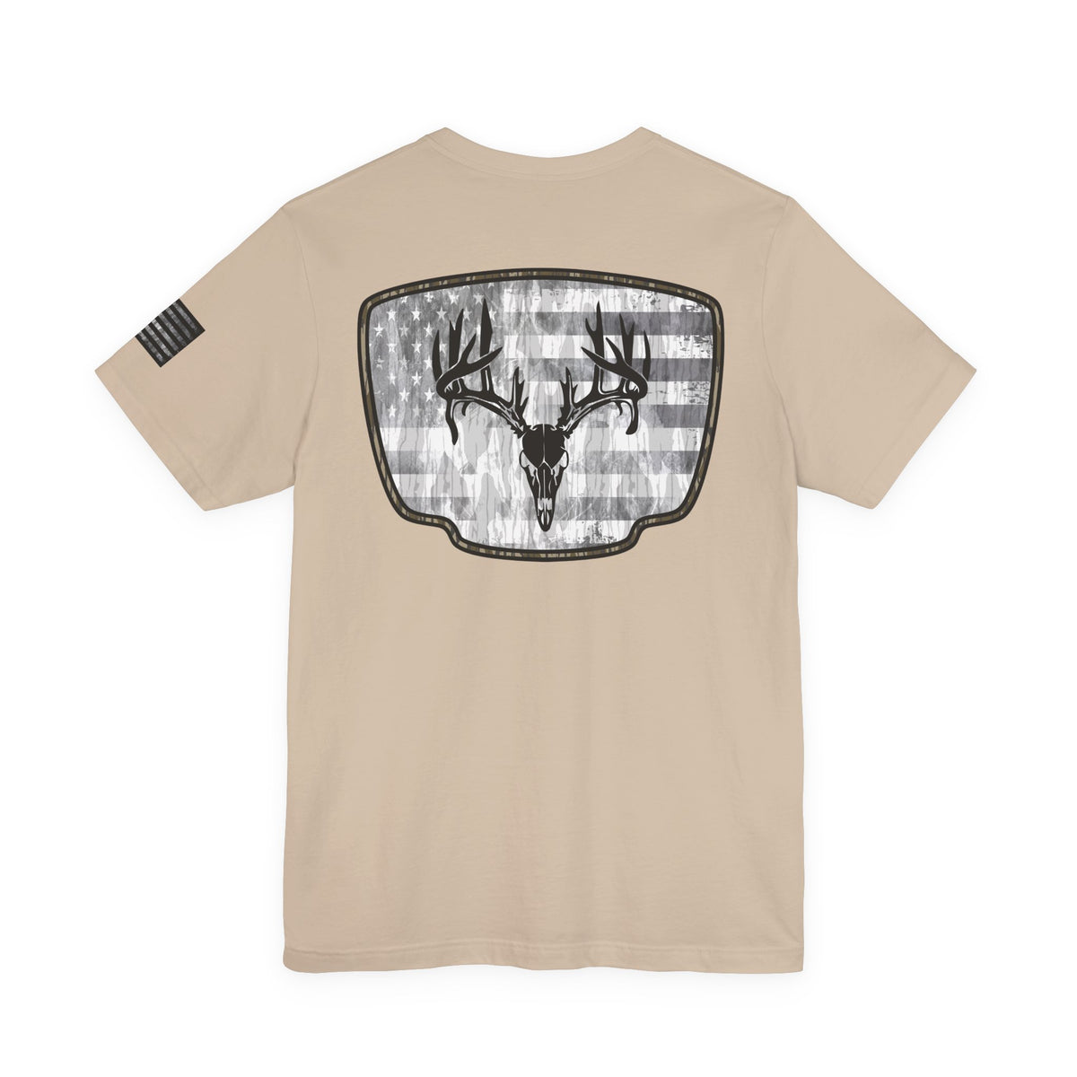 Patriotic Deer Skull Antler Hunting T-Shirt