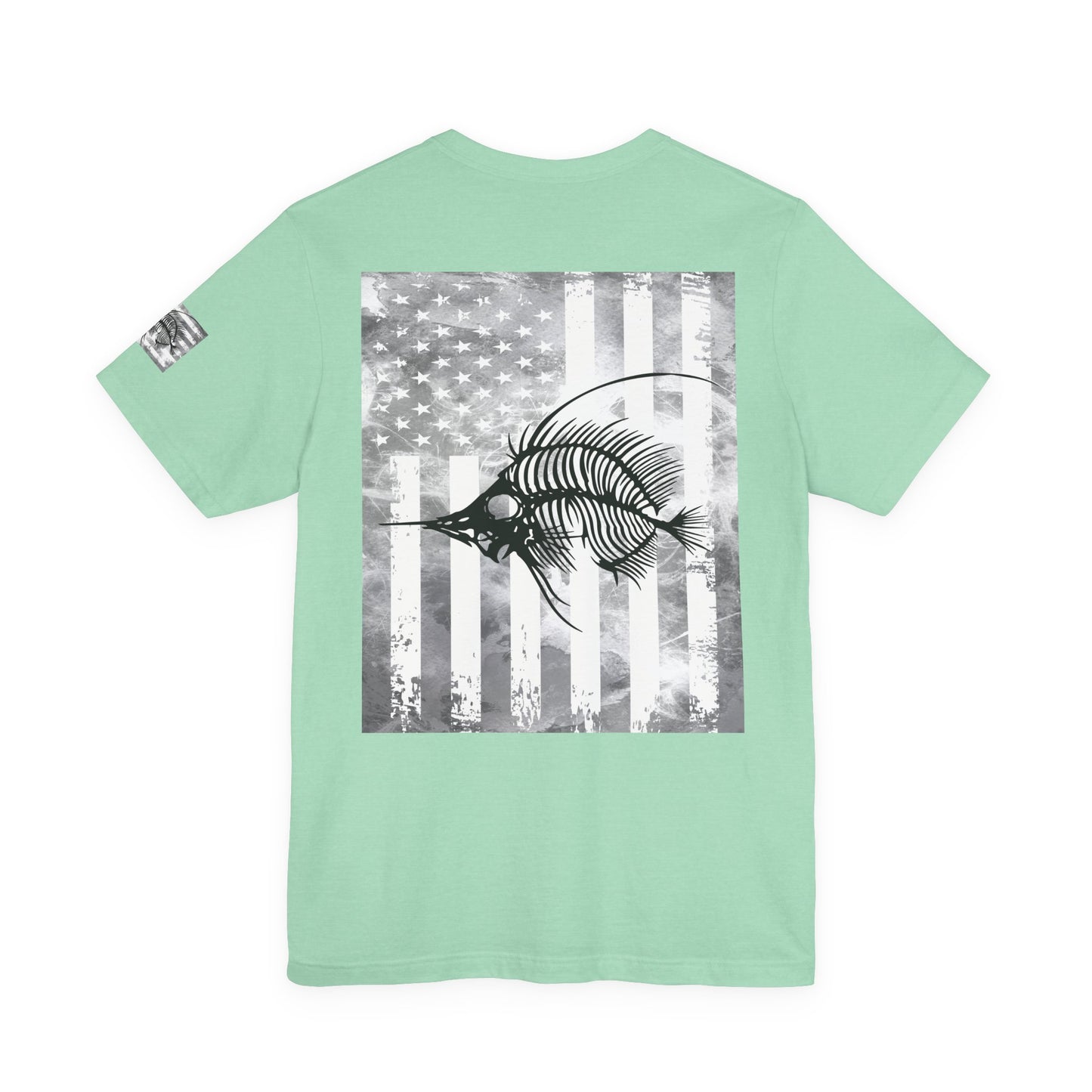 SwordFish Skeleton Grunge American Flag Tee, Patriotic USA Shirt, Vintage American Flag