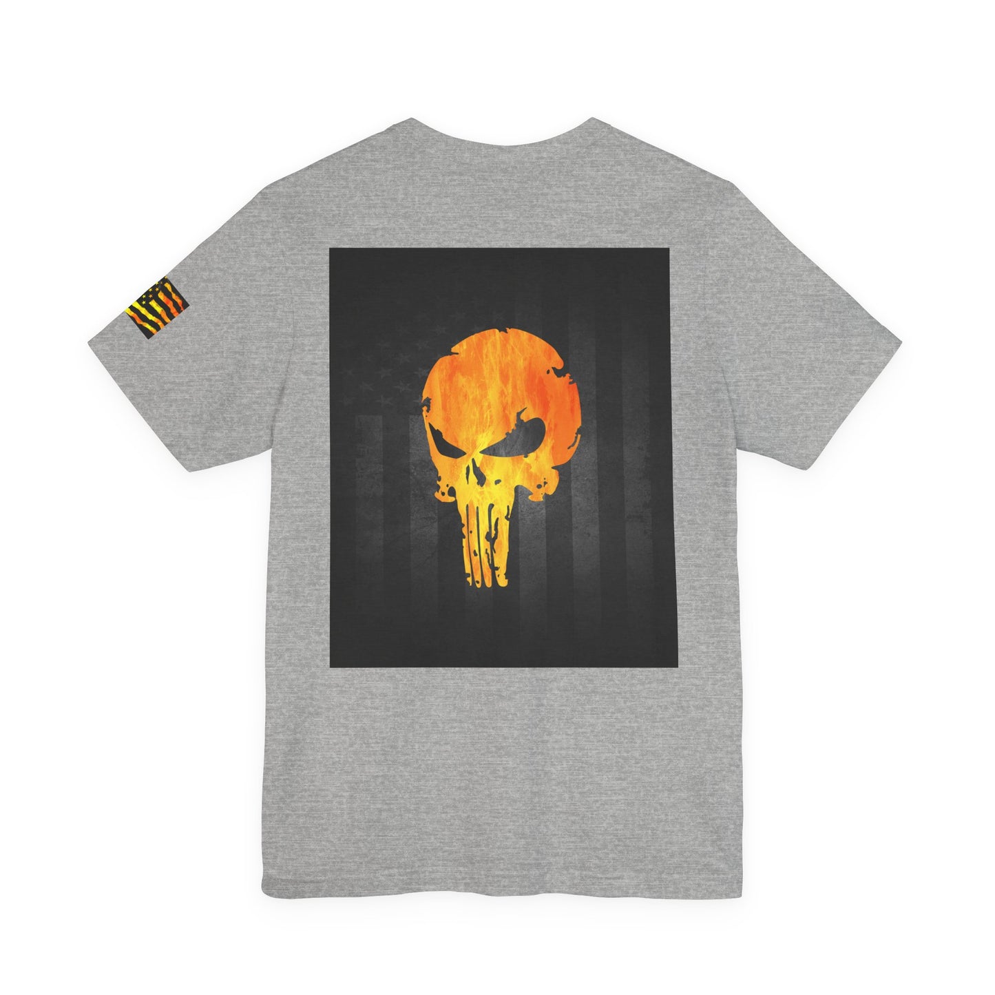Orange Grunge Punisher Skull – Neon Grunge Vigilante Graphic for Shirts, Decals & Prints