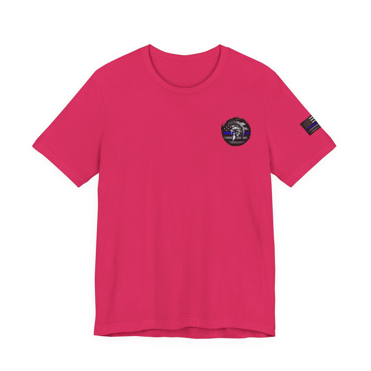 Spartan Thin Blue Line American Flag T-Shirt – Honor & Valor Police Tribute Tee