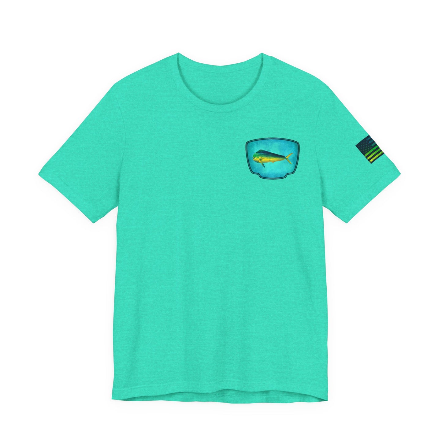 Vibrant Mahi Mahi Badge Tee – Ocean-Inspired Saltwater Fishing Shirt for Men
