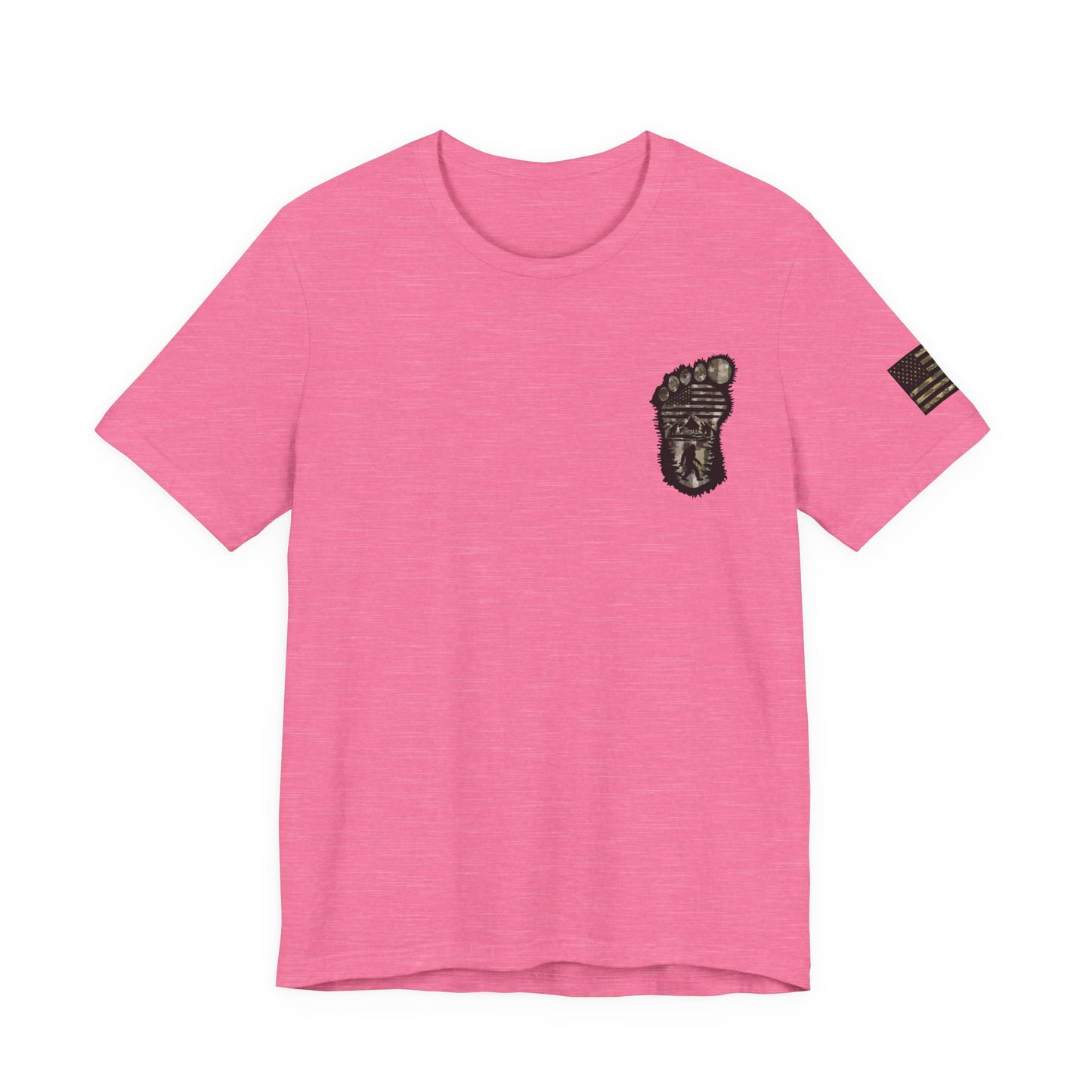 Bigfoot American Flag Camo Tee, Patriotic Sasquatch Shirt, USA Yetti Top, Men's Women's Unisex T-shirt, Cryptid Camouflage