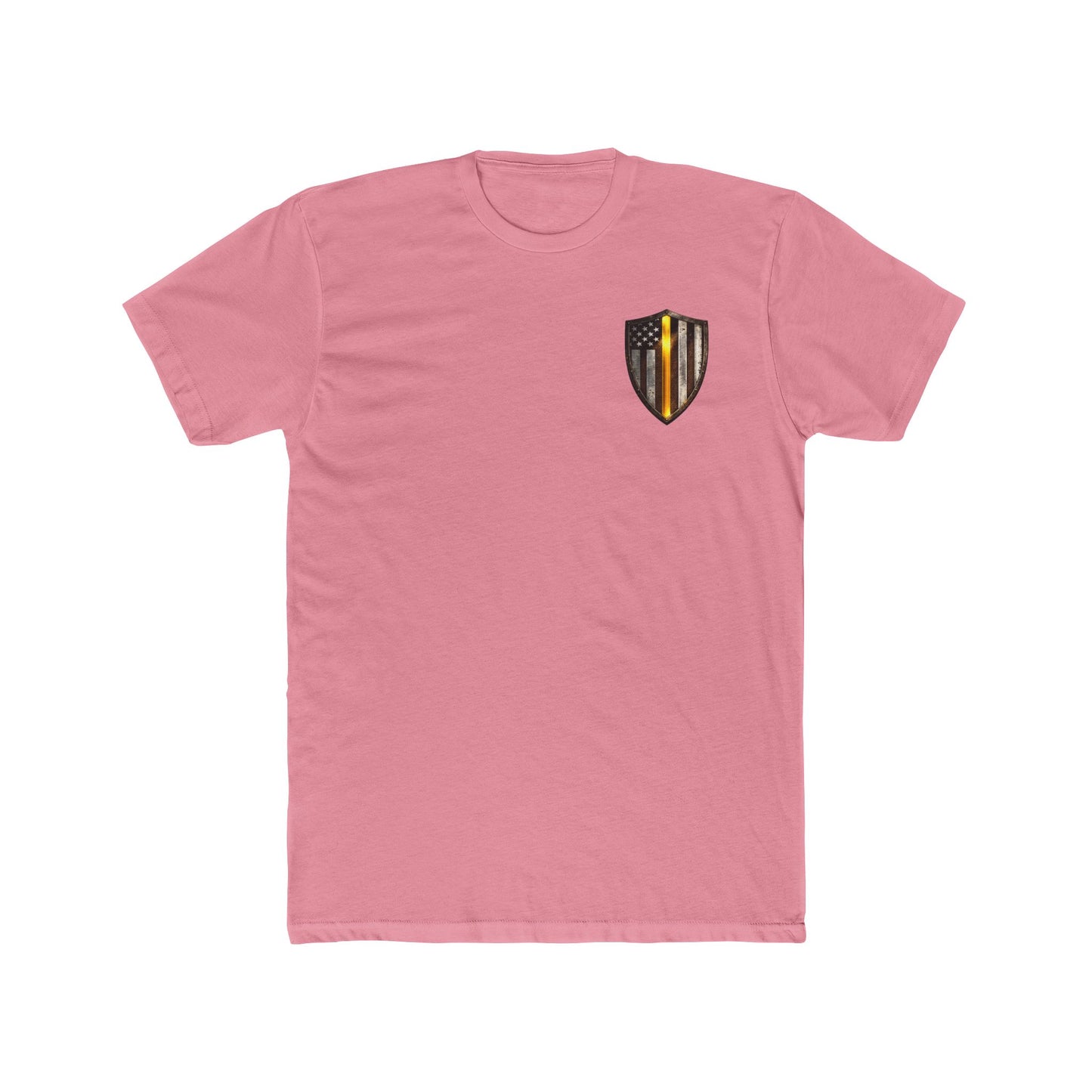 Thin Yellow Line Skull Tee — American Flag Shield & Back Skull Graphic