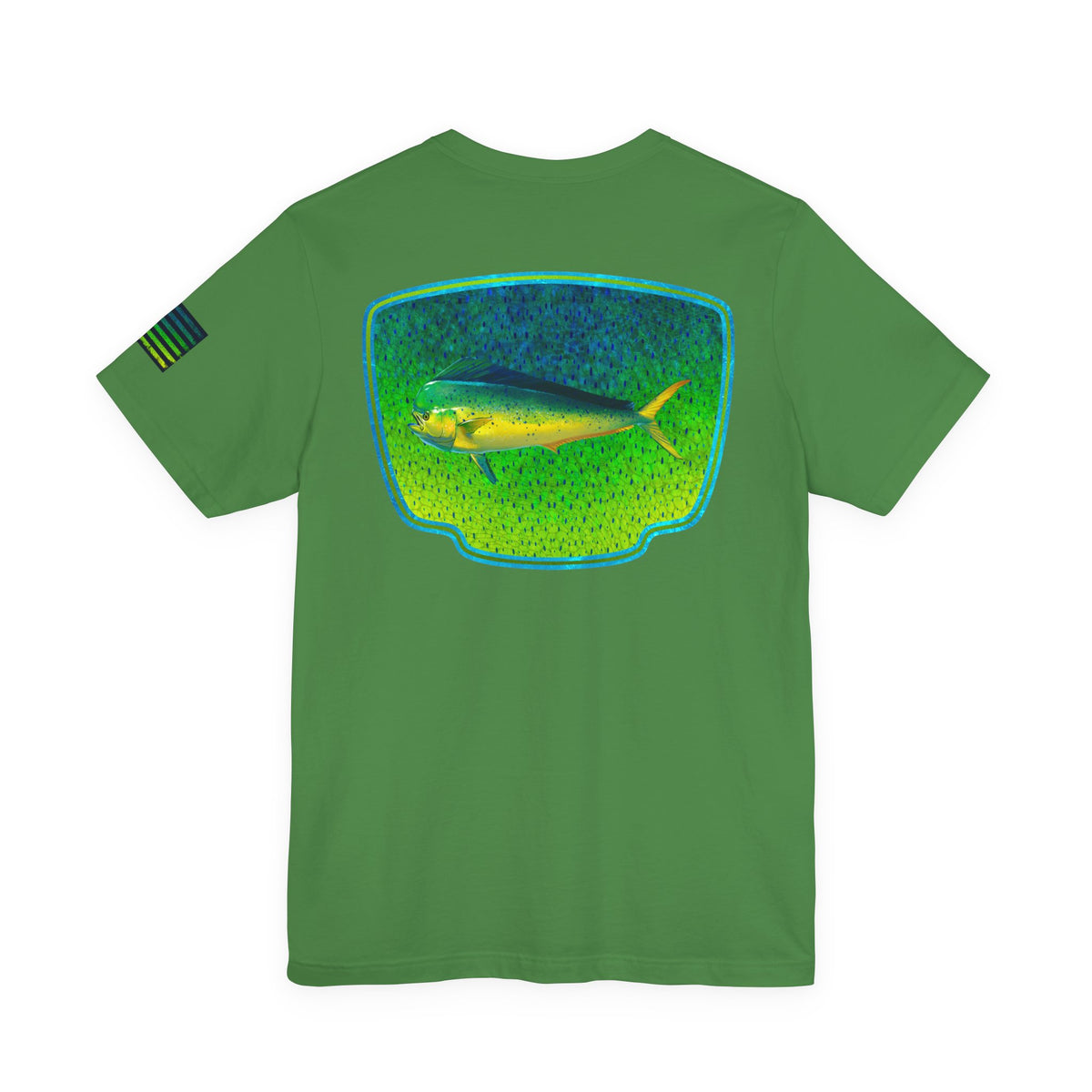 Bright Mahi Mahi Fish Skin Badge Tee – Bold Saltwater Fishing Shirt for Ocean Lovers