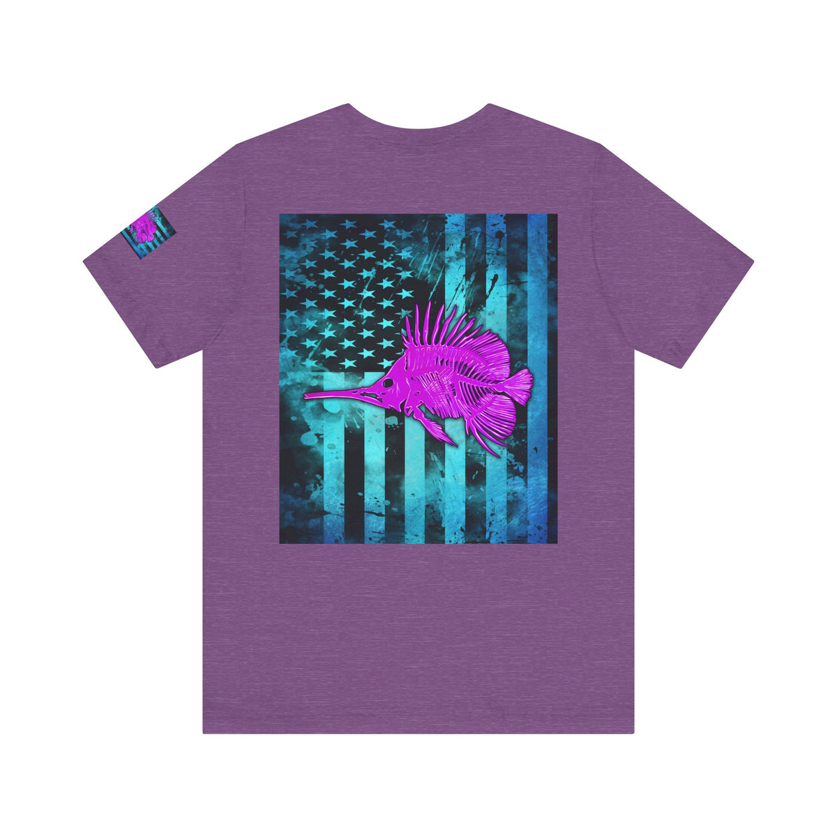 Pink Angler Grunge American Flag Tee, Patriotic USA Shirt, Vintage American Flag
