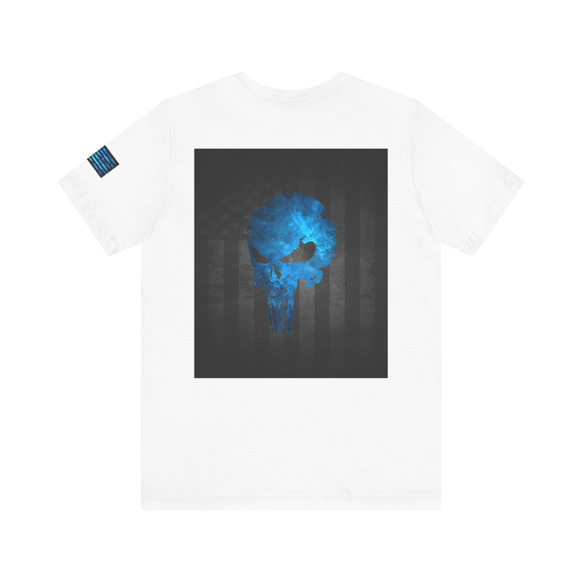 Blue Grunge Punisher Skull – Neon Grunge Vigilante Graphic for Shirts, Decals & Prints