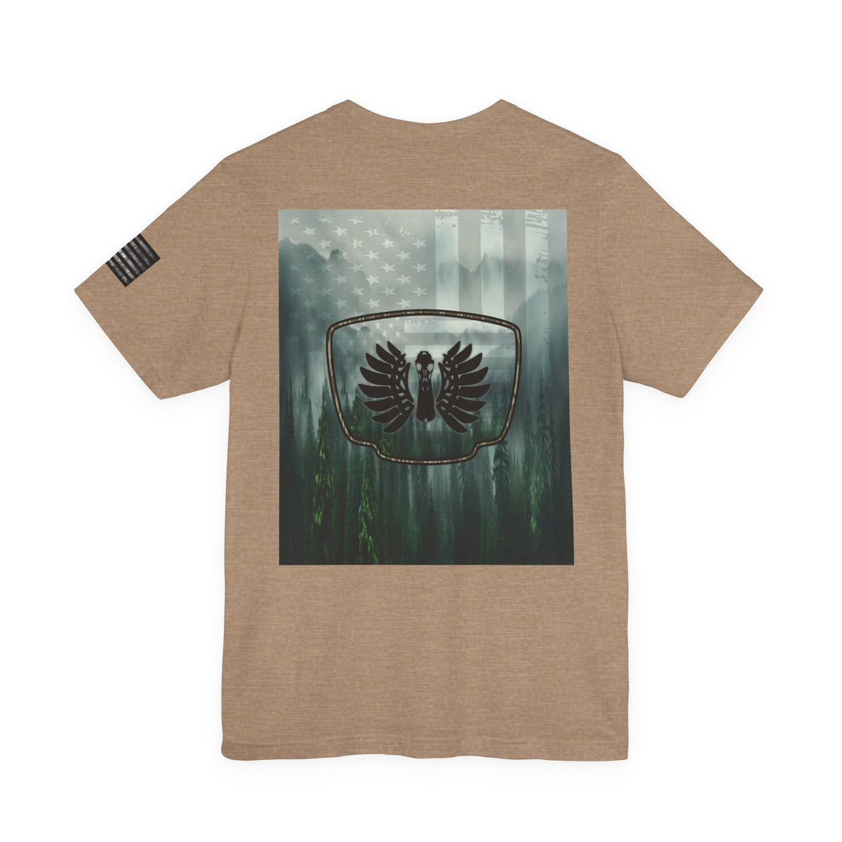The Forest Duck Hunt Badge T-Shirt – Mossy Camo Print, Crossed Guns & Duck Skull Graphic
