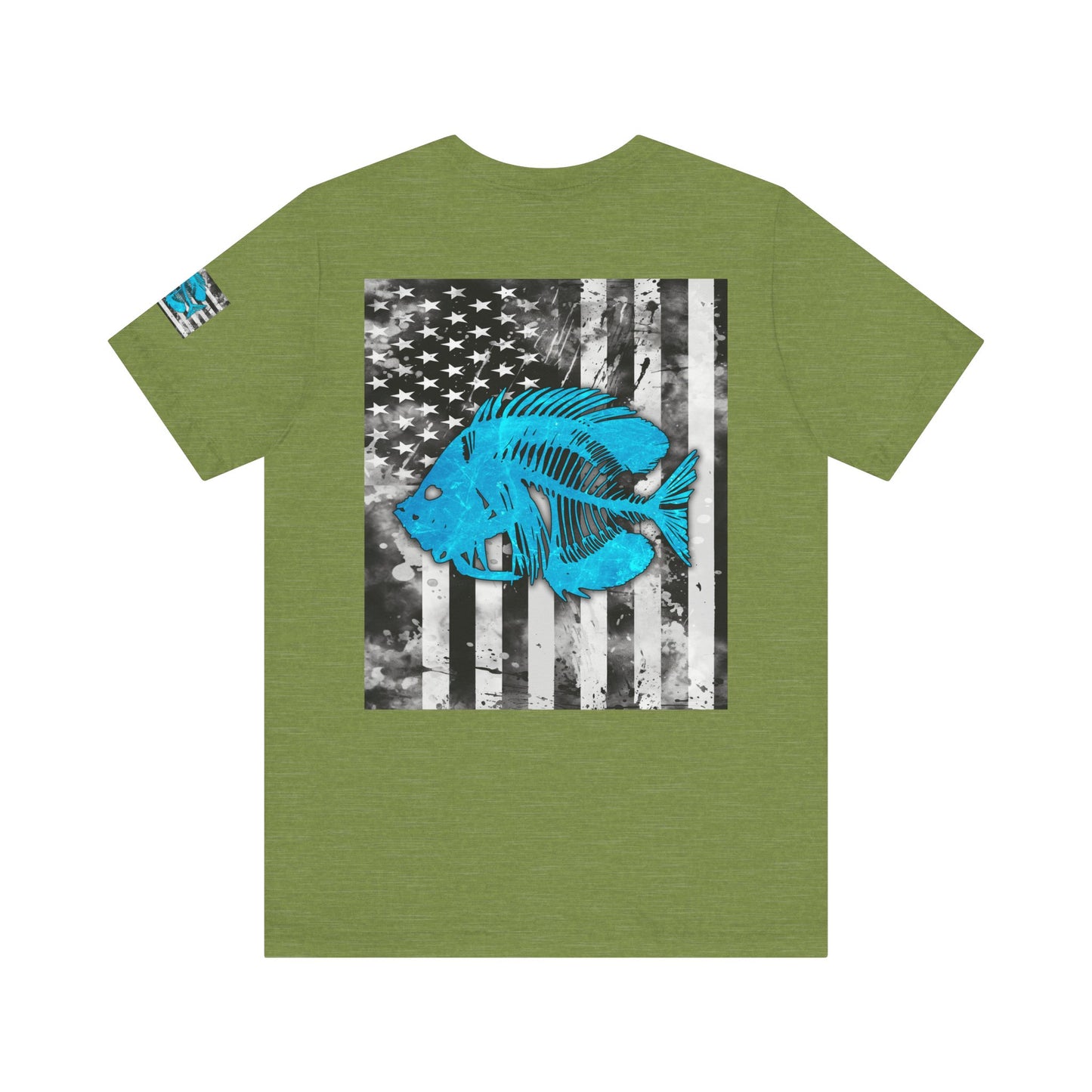 Blue Pearch Angler Grunge American Flag Tee, Patriotic USA Shirt, Vintage American Flag