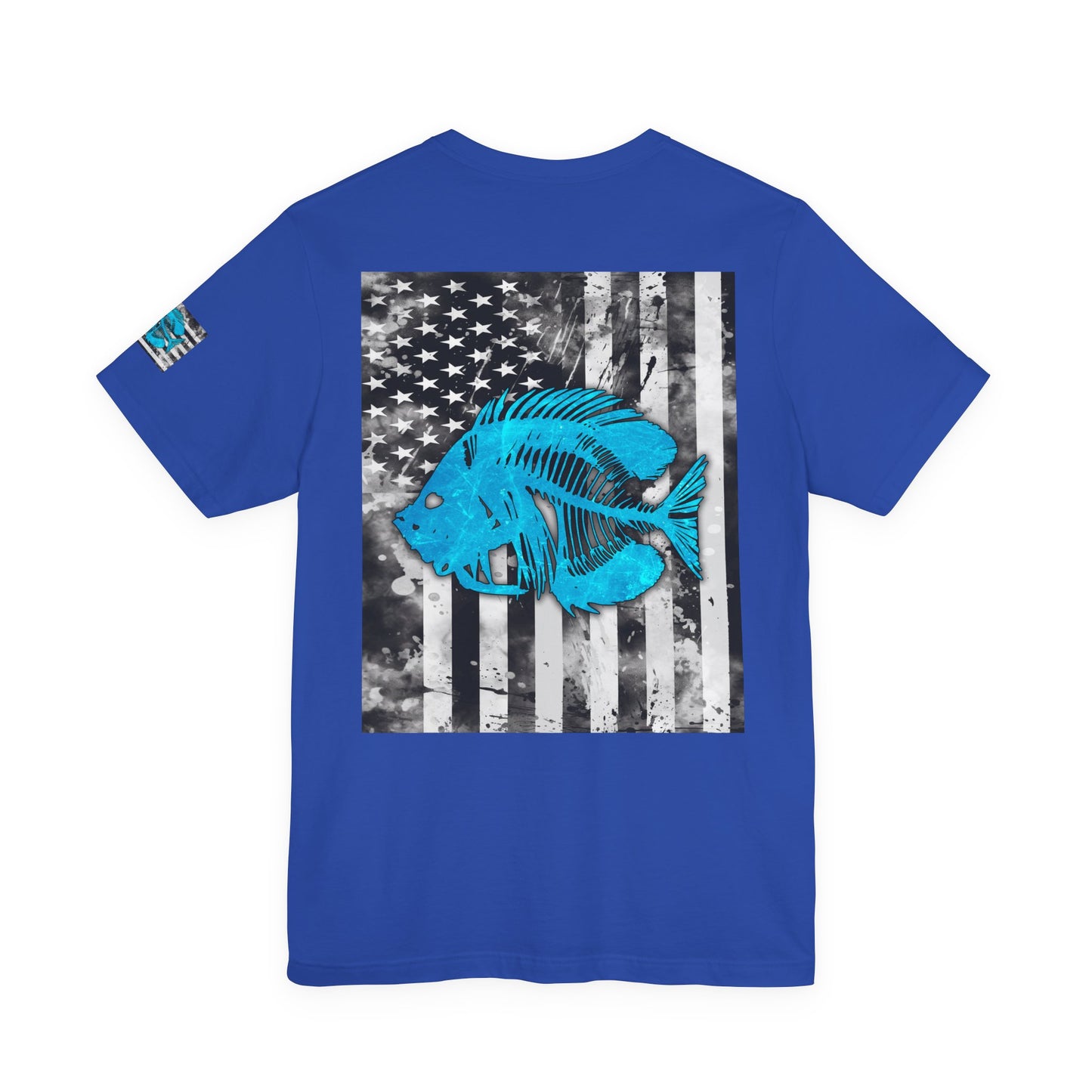 Blue Pearch Angler Grunge American Flag Tee, Patriotic USA Shirt, Vintage American Flag