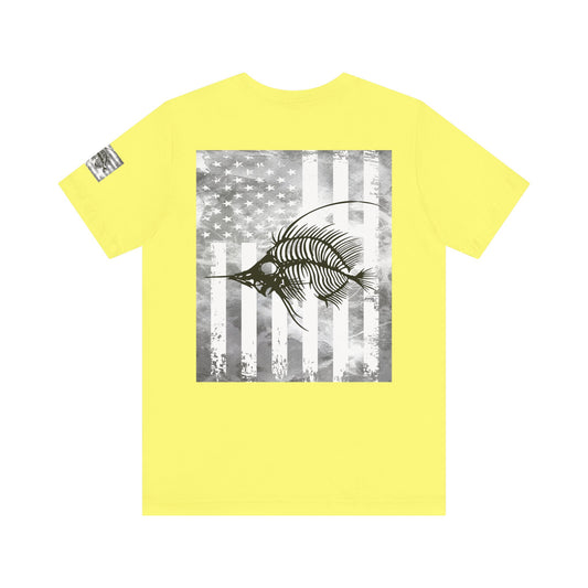 SwordFish Skeleton Grunge American Flag Tee, Patriotic USA Shirt, Vintage American Flag