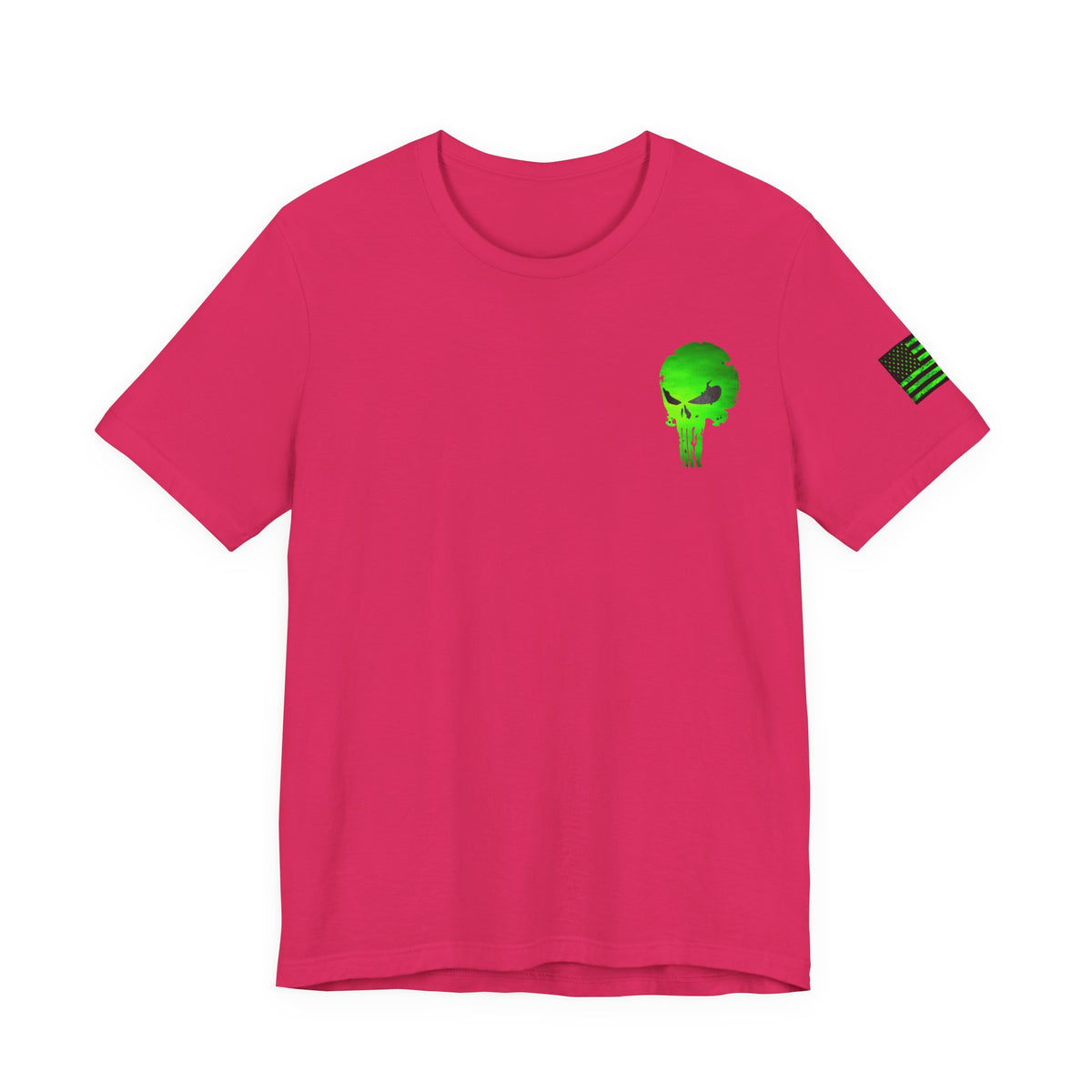 Toxic Green Punisher Skull – Neon Grunge Vigilante Graphic for Shirts, Decals & Prints
