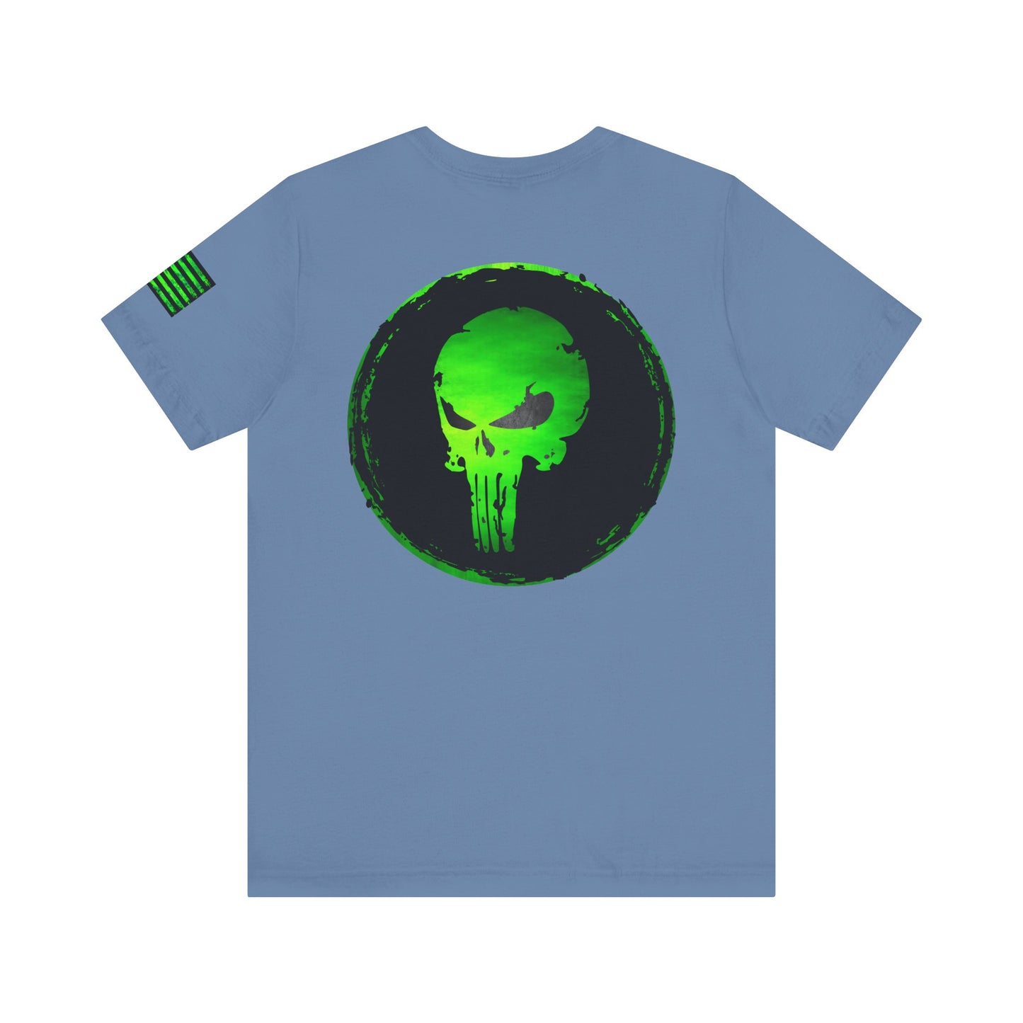 Toxic Green Punisher Skull – Neon Grunge Vigilante Graphic for Shirts, Decals & Prints