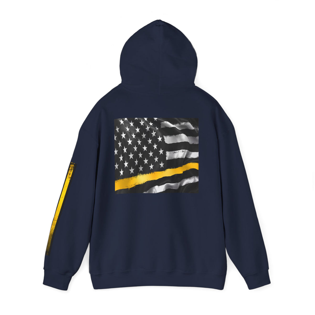 911 Dispatcher Thin Yellow Line American Flag Heart Hoodie, Dispatcher Hooded Sweatshirt, First Responder Gift, Patriotic
