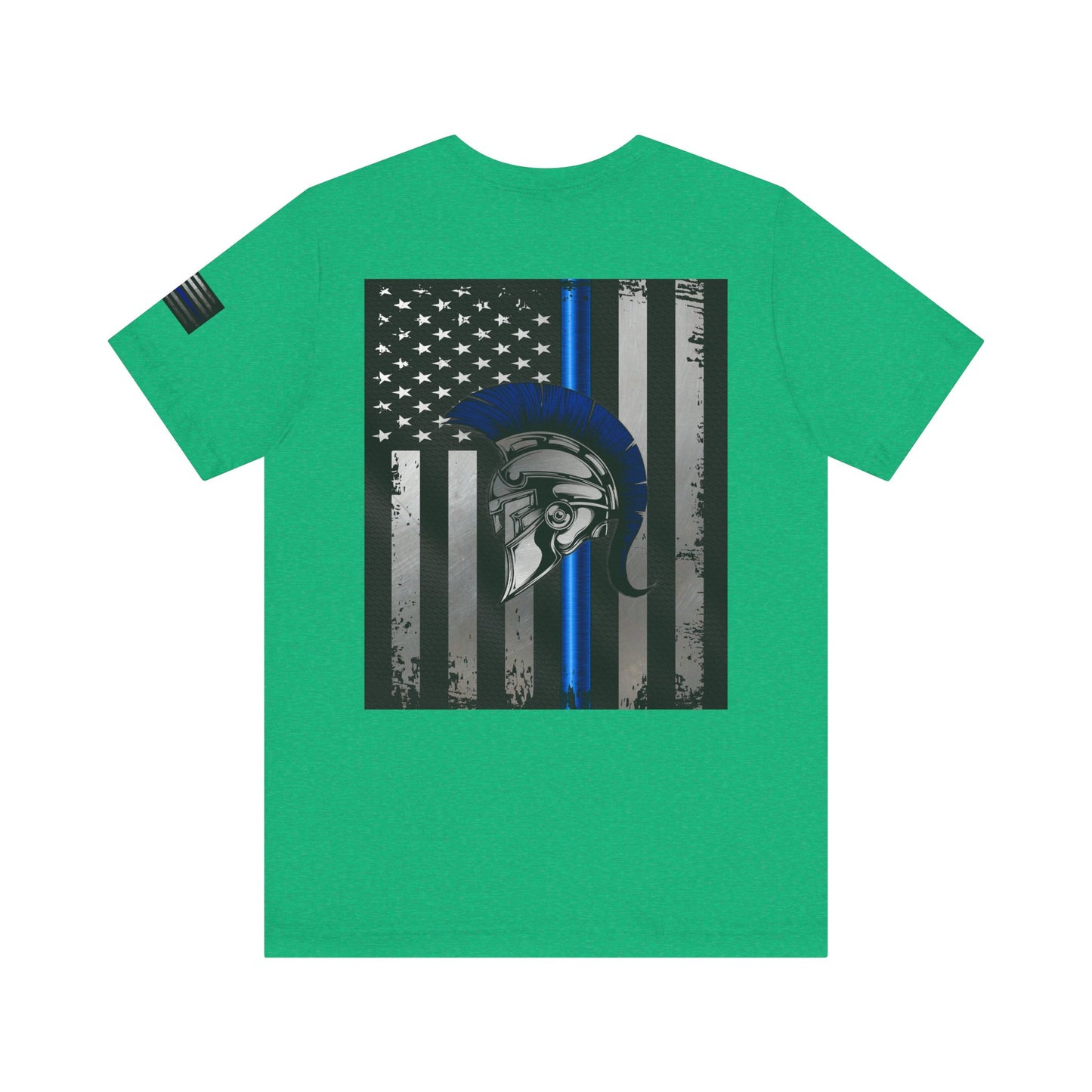 Spartan Thin Blue Line American Flag T-Shirt – Honor & Valor Police Tribute Tee