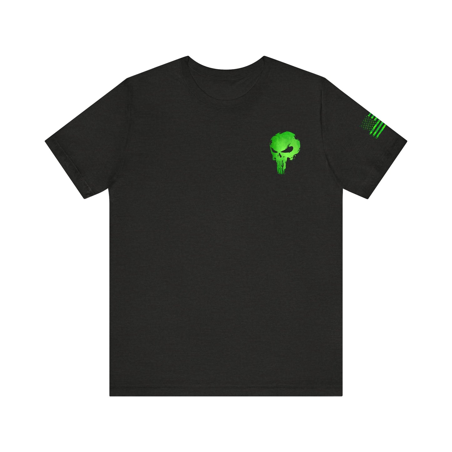 Green Punisher Skull with Hex Camo – Tactical Military Style Grunge Tee