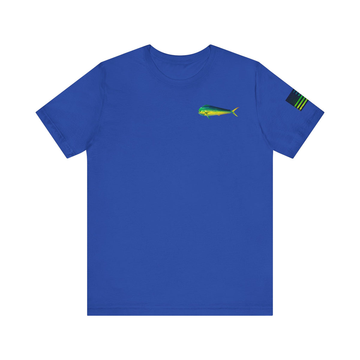 Mahi Mahi Sunglass Badge Tee – White Distressed Flag Fishing Shirt