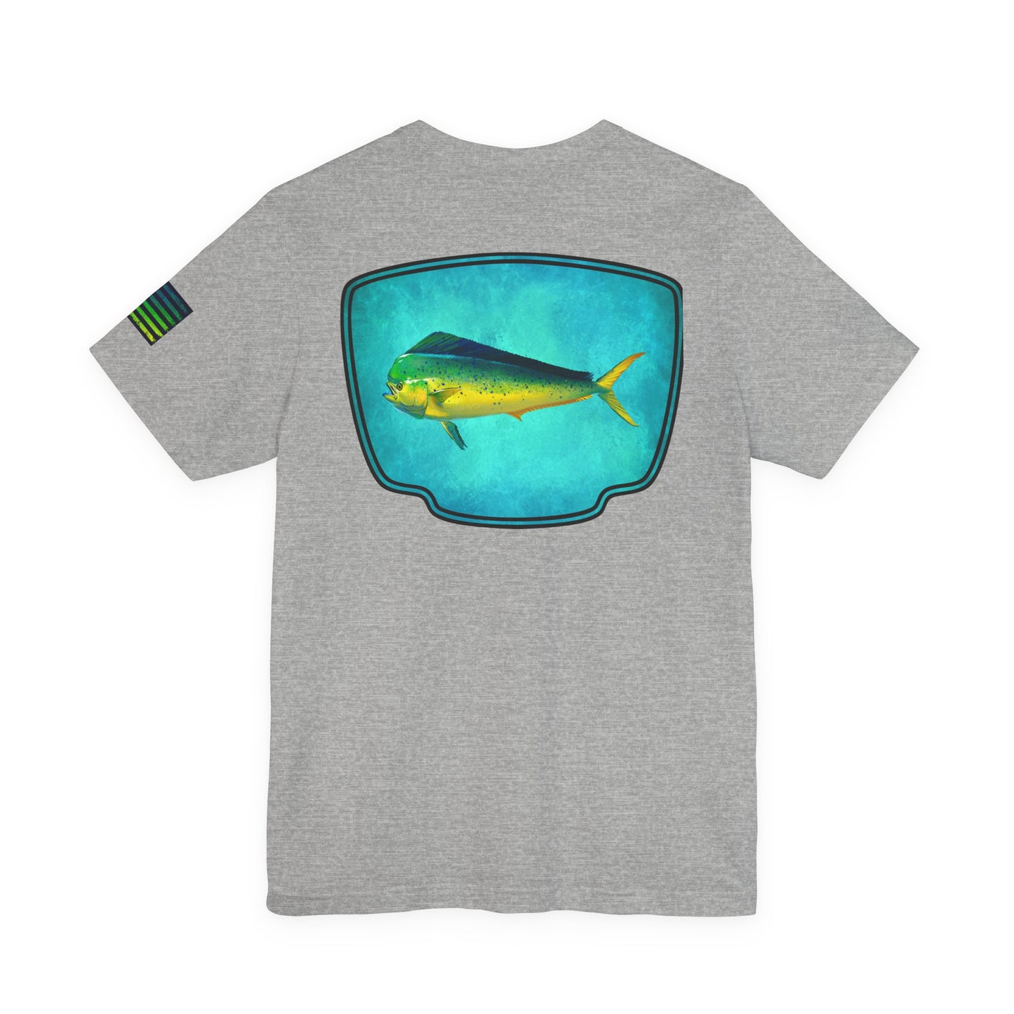 Vibrant Mahi Mahi Badge Tee – Ocean-Inspired Saltwater Fishing Shirt for Men