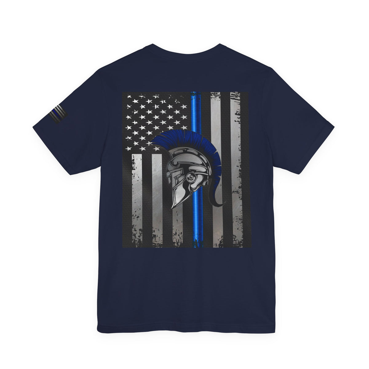 Spartan Thin Blue Line American Flag T-Shirt – Honor & Valor Police Tribute Tee