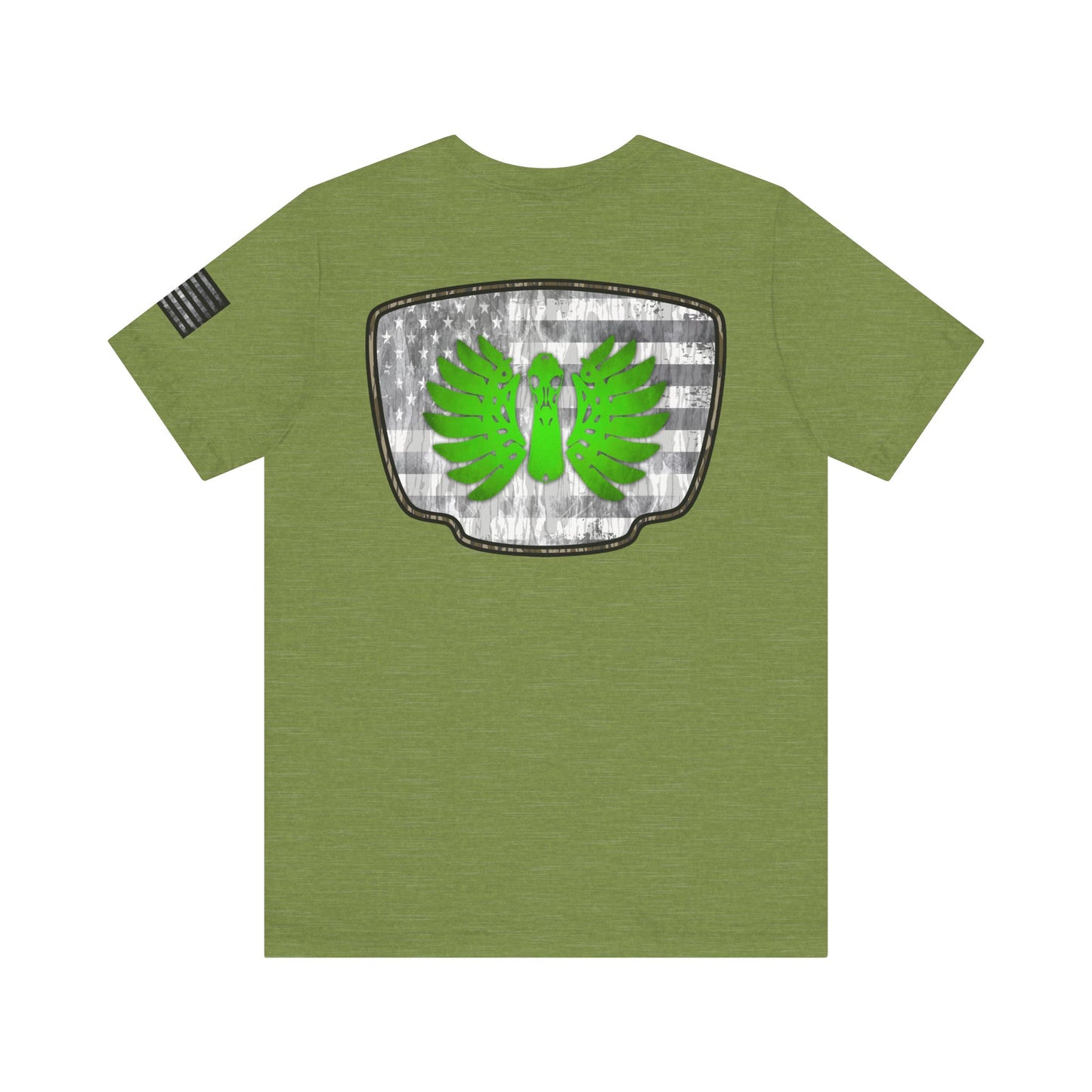 Duck Skull Hunting Badge T-Shirt – Mossy Camo Print, Crossed Guns & Duck Skull Graphic