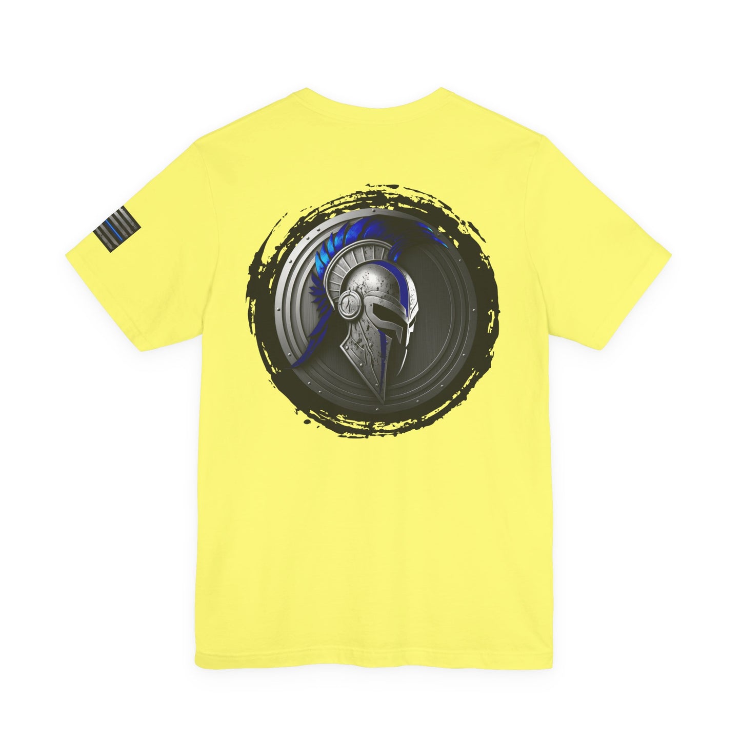 Grunge Spartan Thin Blue Line American Flag T-Shirt – Honor & Valor Police Tribute Tee