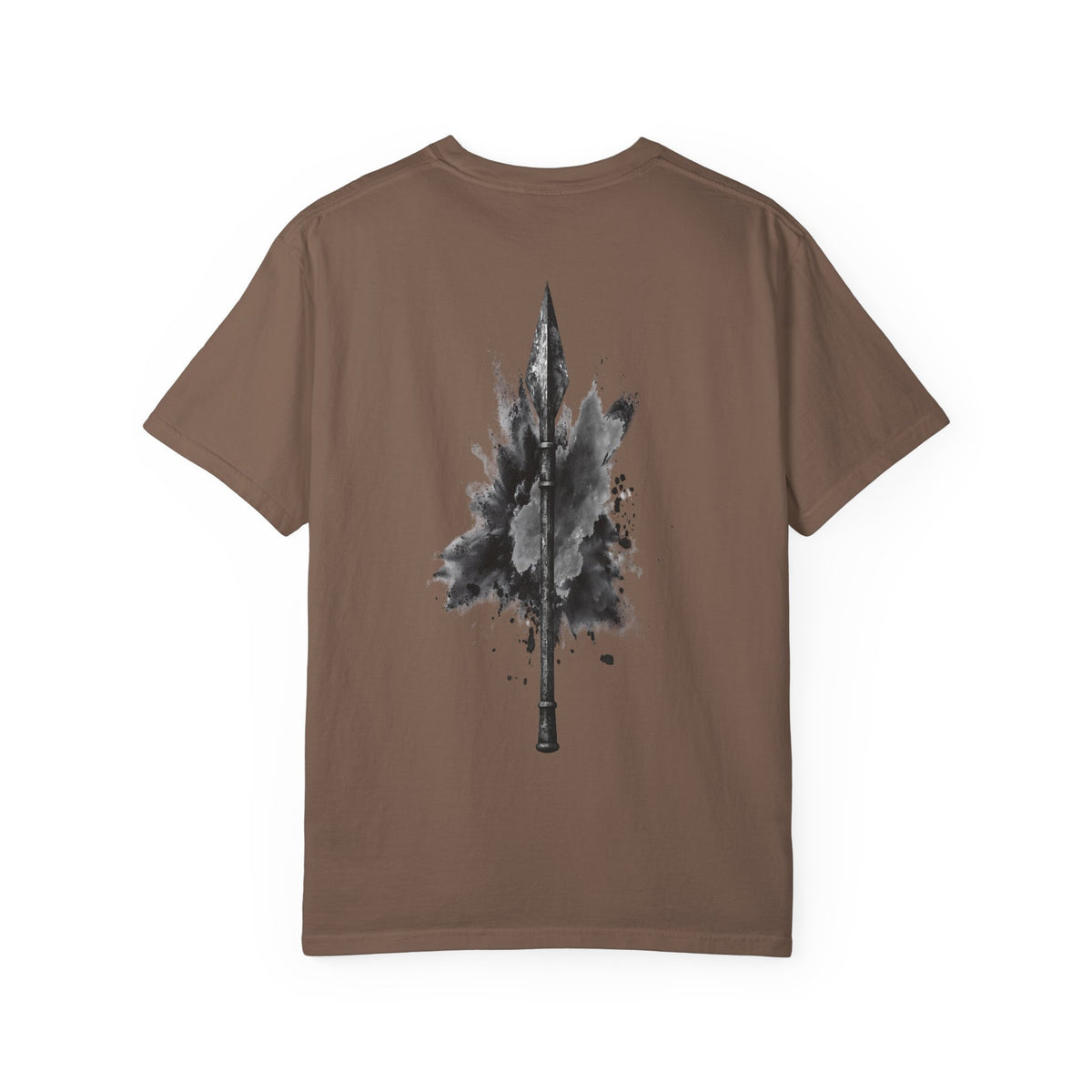 Spartan Warrior T-Shirt – Greek Helmet Circle Design Front & Spear Back | Warrior Graphic Tee