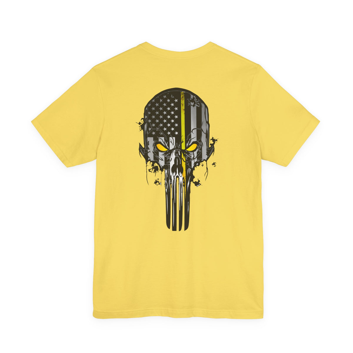 Thin Yellow Line American Flag Skull Tee