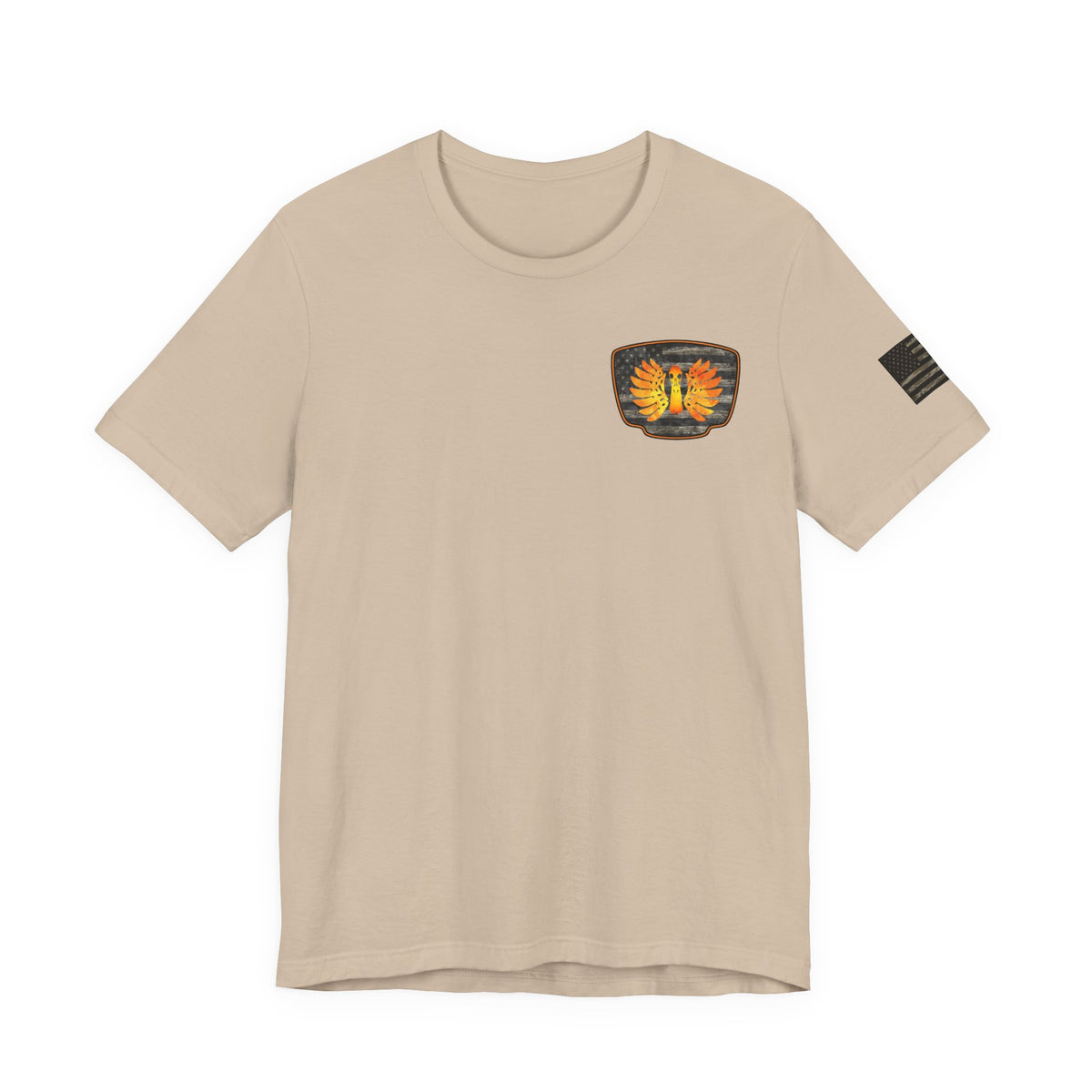 Duck Hunt Badge T-Shirt – Mossy Camo Print, Crossed Guns & Duck Skull Graphic