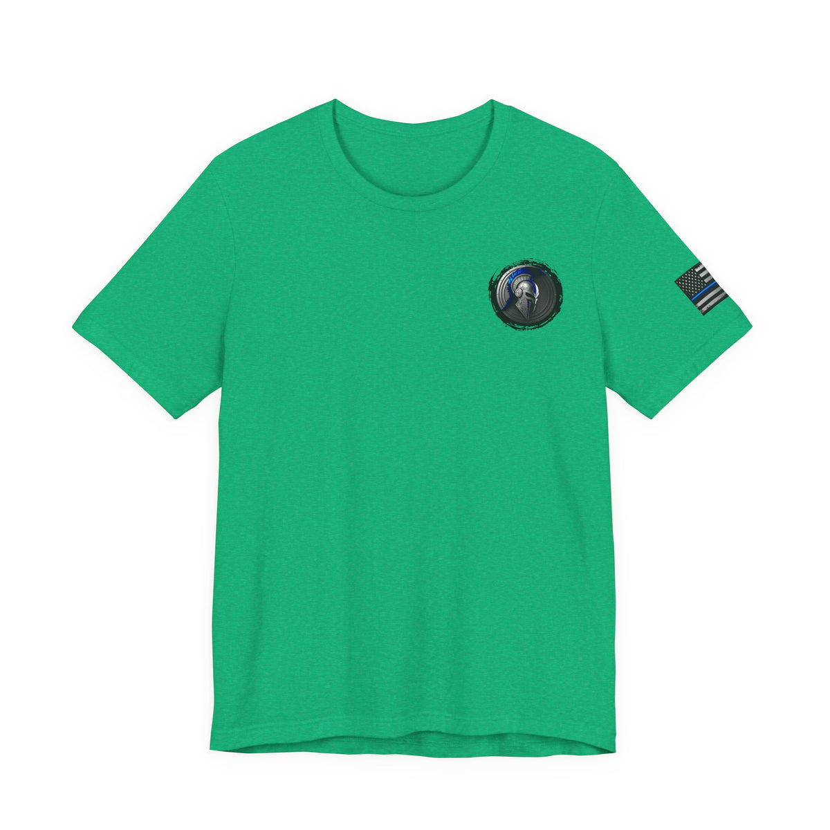 Spartan Helmet Flag Shirt – Thin Blue Line American Patriotic Tee for Law Enforcement Support