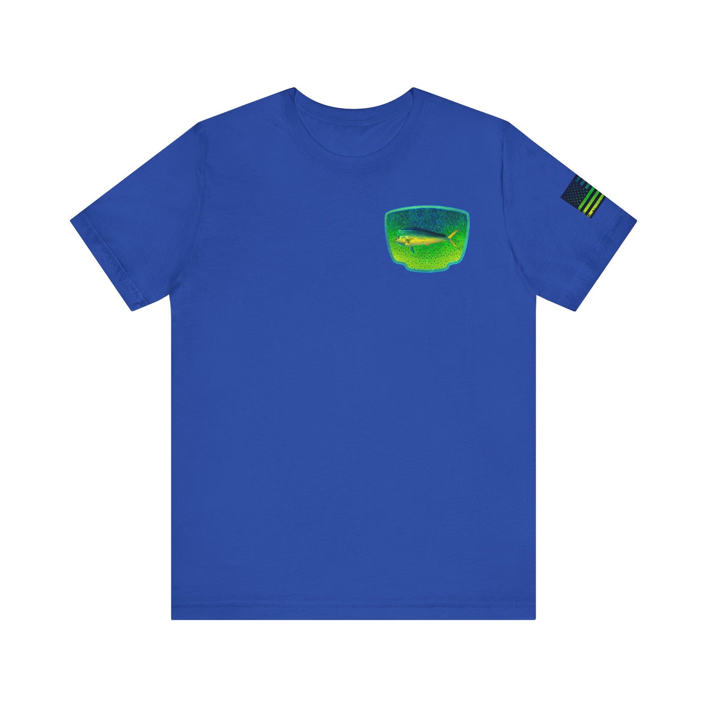 Bright Mahi Mahi Fish Skin Badge Tee – Bold Saltwater Fishing Shirt for Ocean Lovers