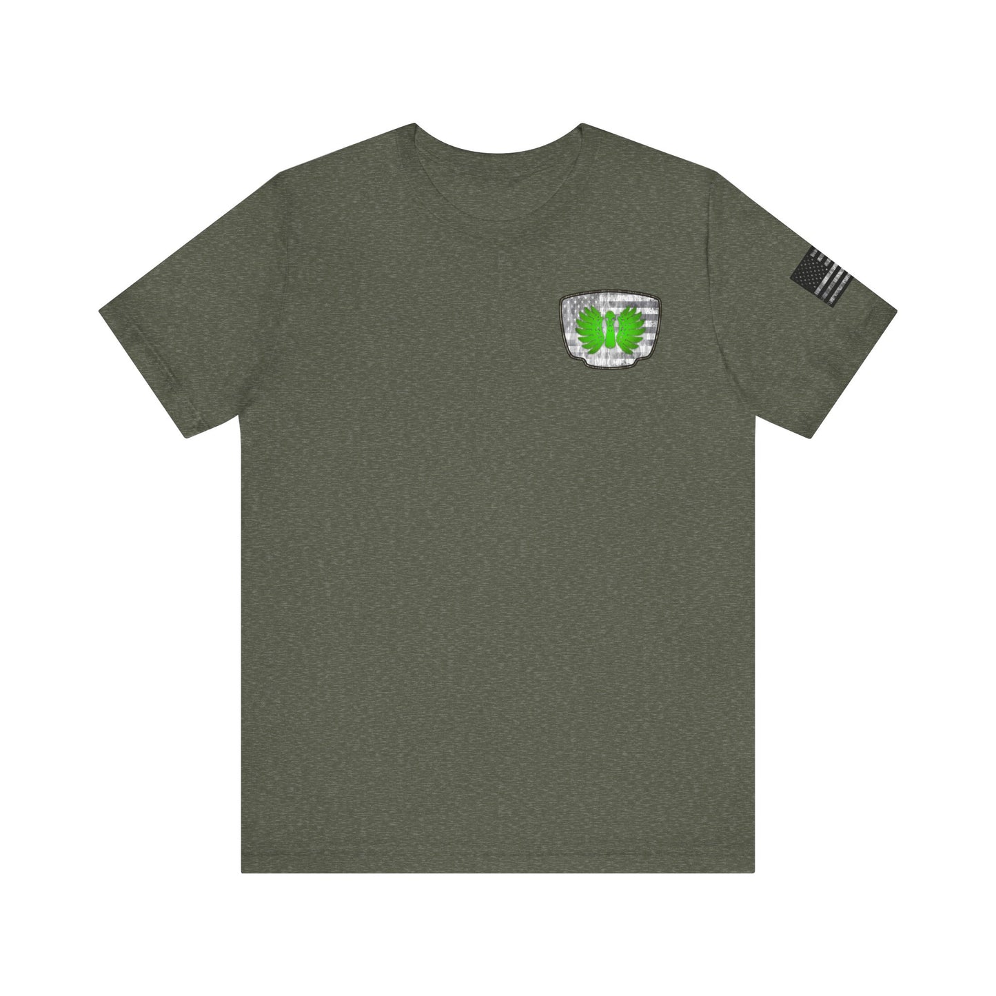 Duck Skull Hunting Badge T-Shirt – Mossy Camo Print, Crossed Guns & Duck Skull Graphic