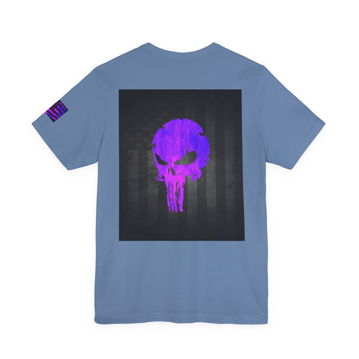 Purple Grunge Punisher Skull – Neon Grunge Vigilante Graphic for Shirts, Decals & Prints